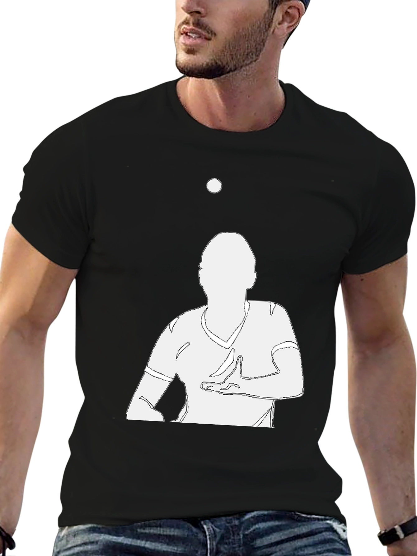 Black T-Shirt with Silhouetted Juggler Design