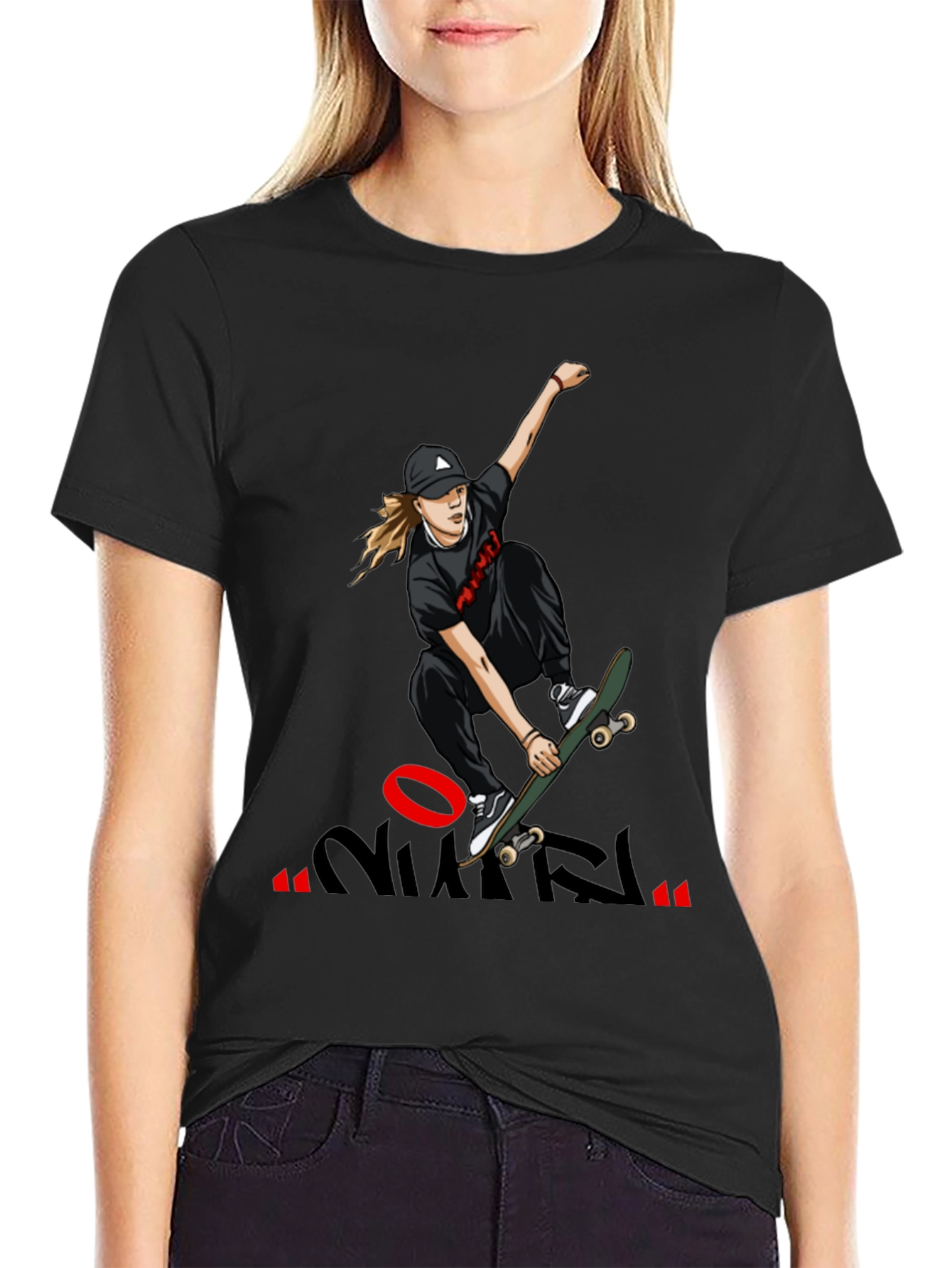 Skateboarding Graphic T-Shirt - Cool Design Black