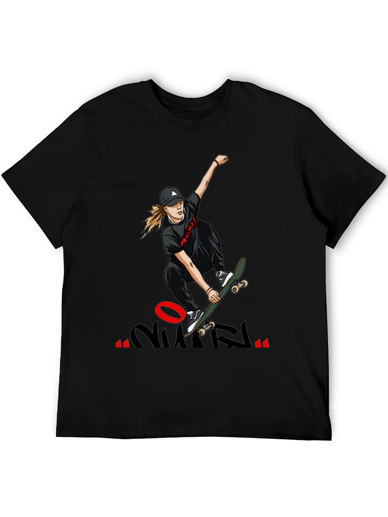Skateboarding Graphic T-Shirt - Cool Design Black
