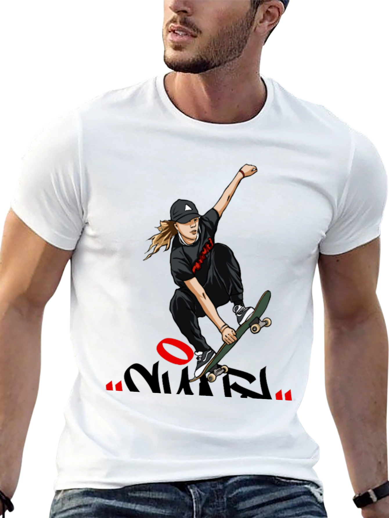 Skateboarding Graphic T-Shirt - Cool Design Black
