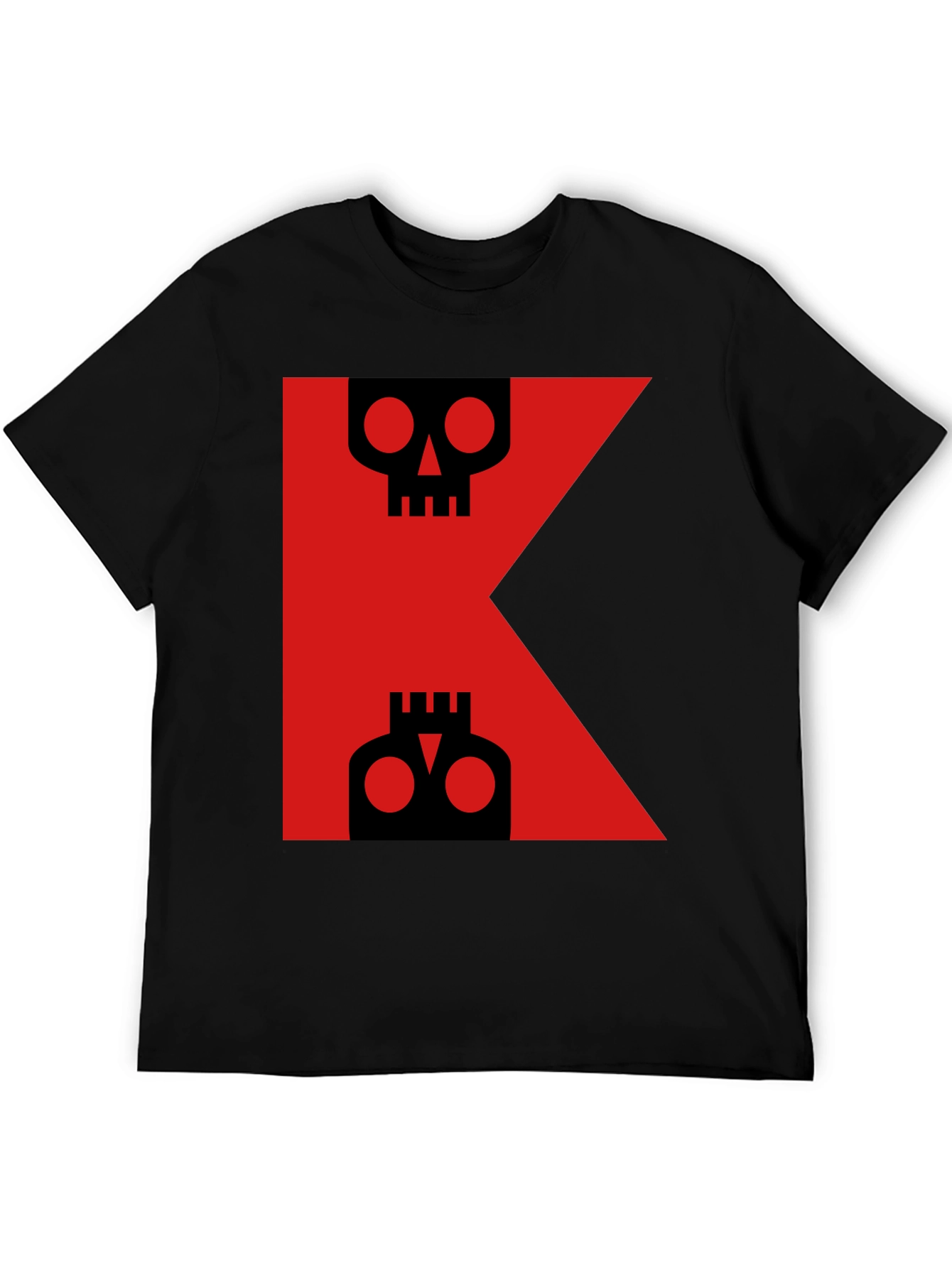 Skull Letter K Graphic Tee - Black