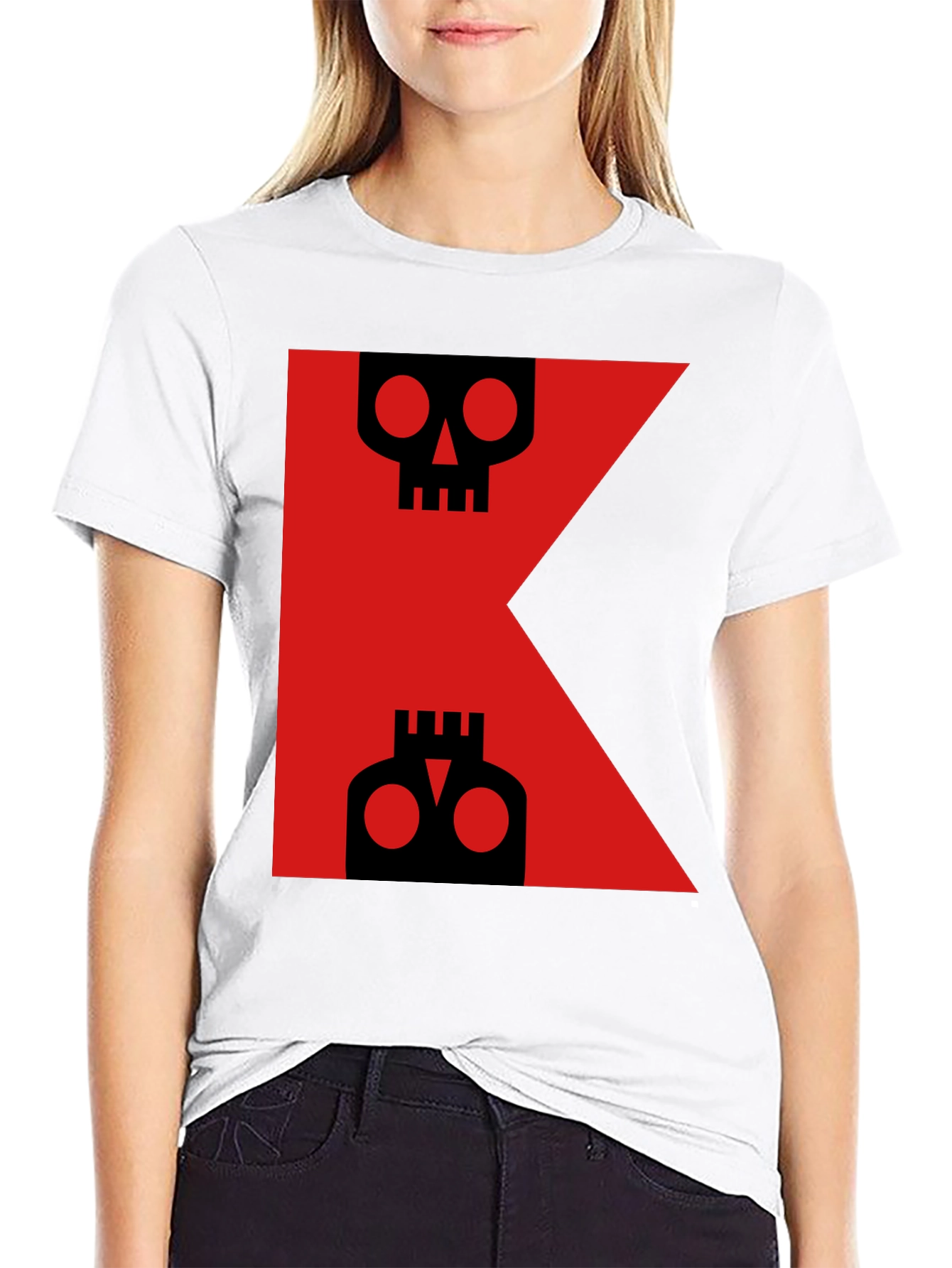 Skull Letter K Graphic Tee - Black