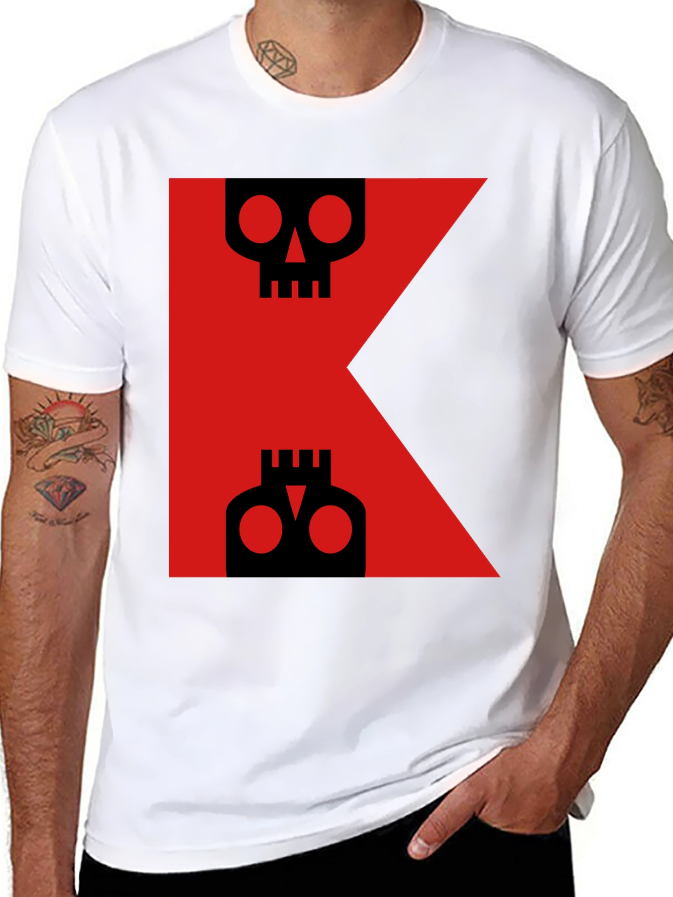 Skull Letter K Graphic Tee - Black