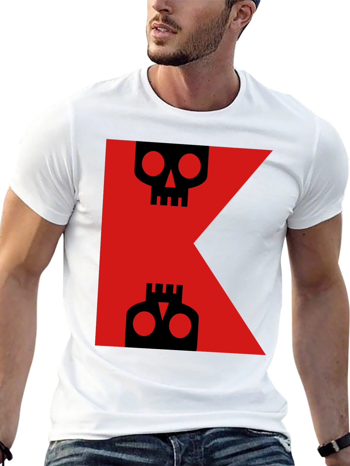 Skull Letter K Graphic Tee - Black
