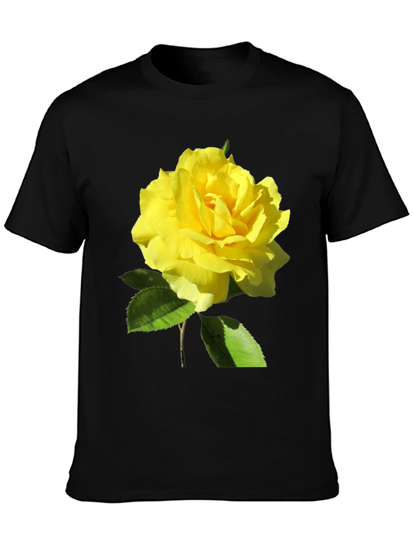 Yellow Rose Graphic Black T-Shirt - Floral Tee