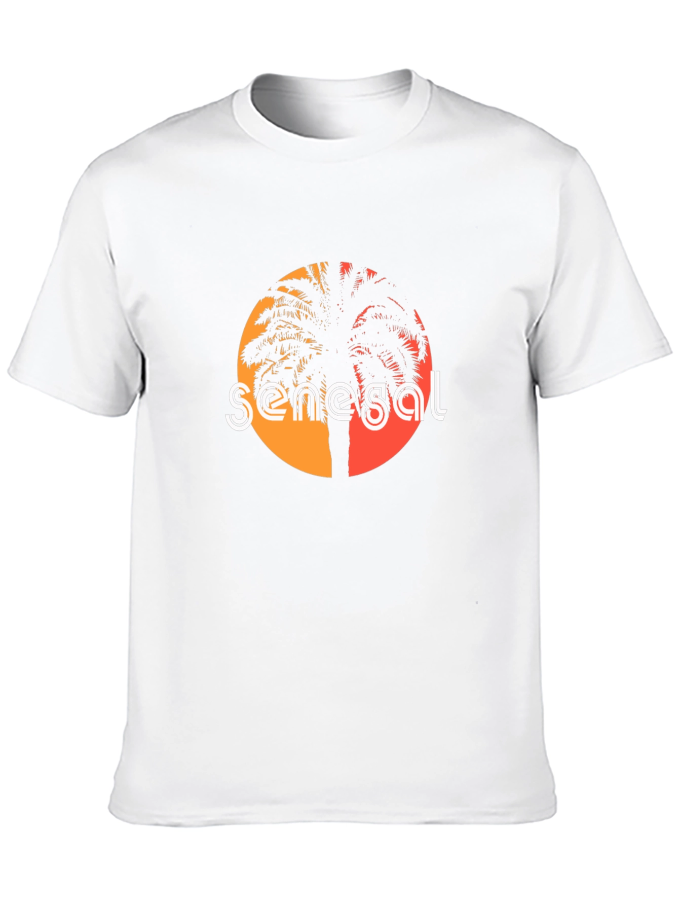 Senegal Palm Tree T-Shirt - Retro Sunset Design