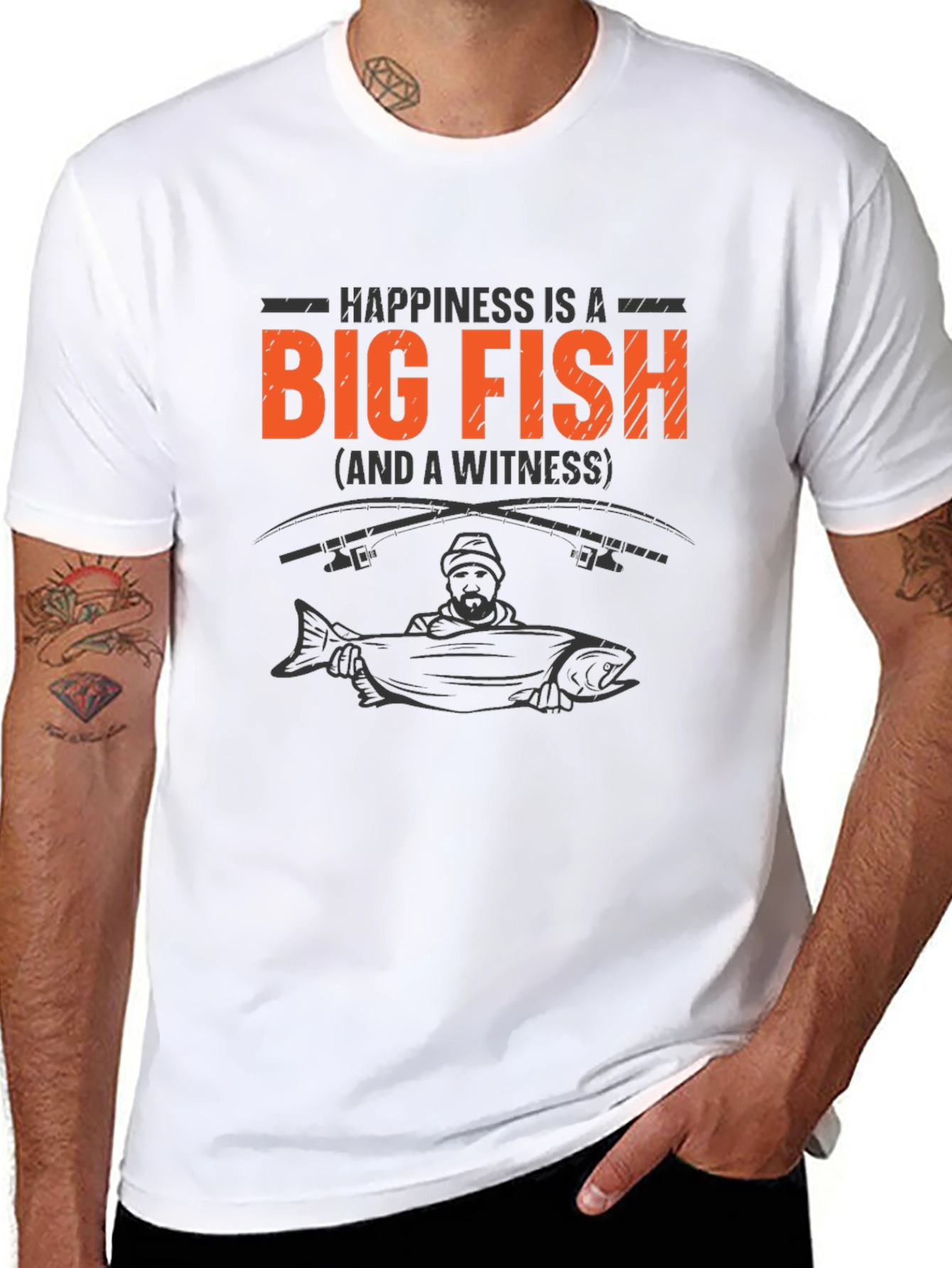 Happiness is a Big Fish Black T-Shirt