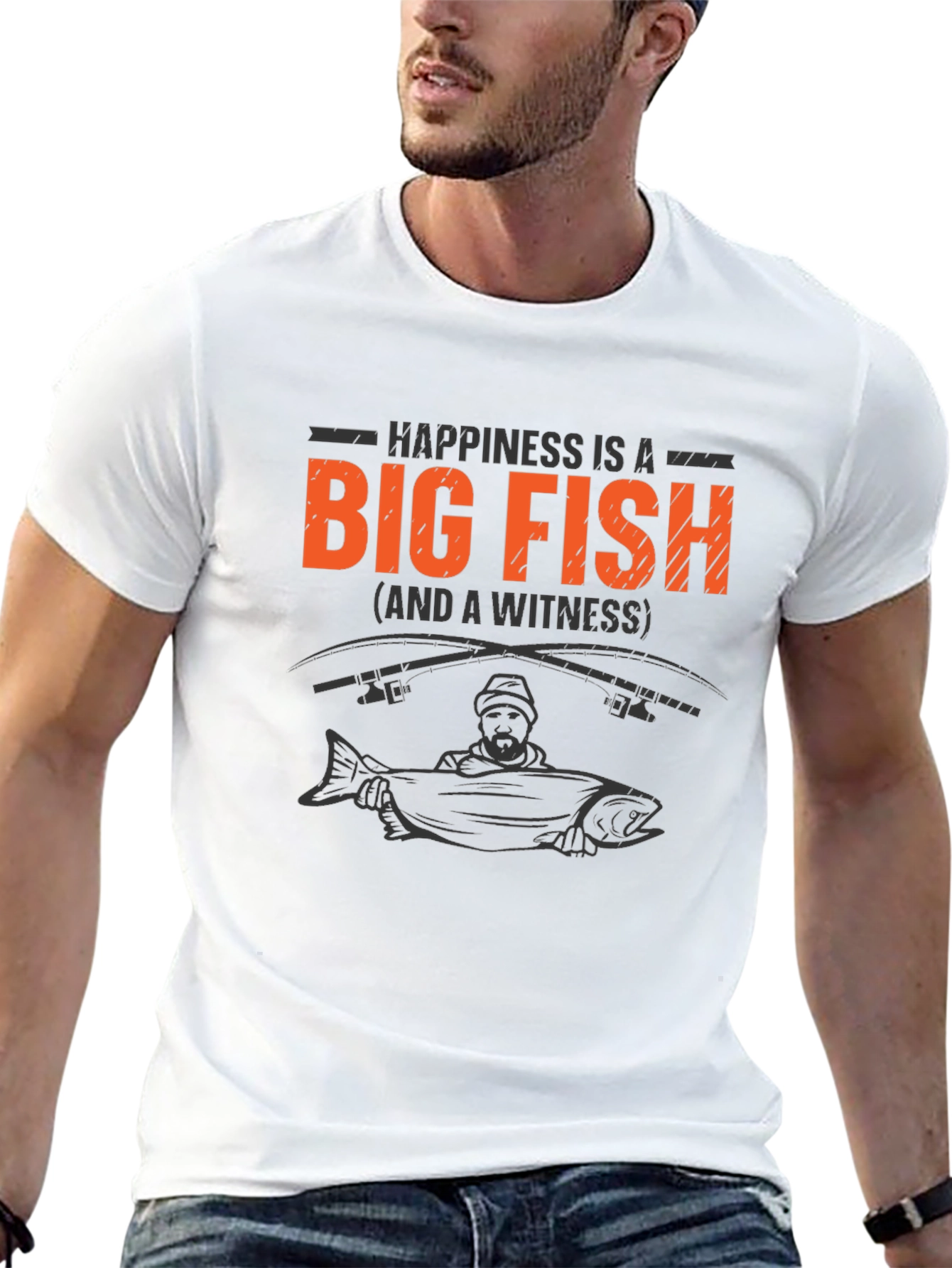 Happiness is a Big Fish Black T-Shirt