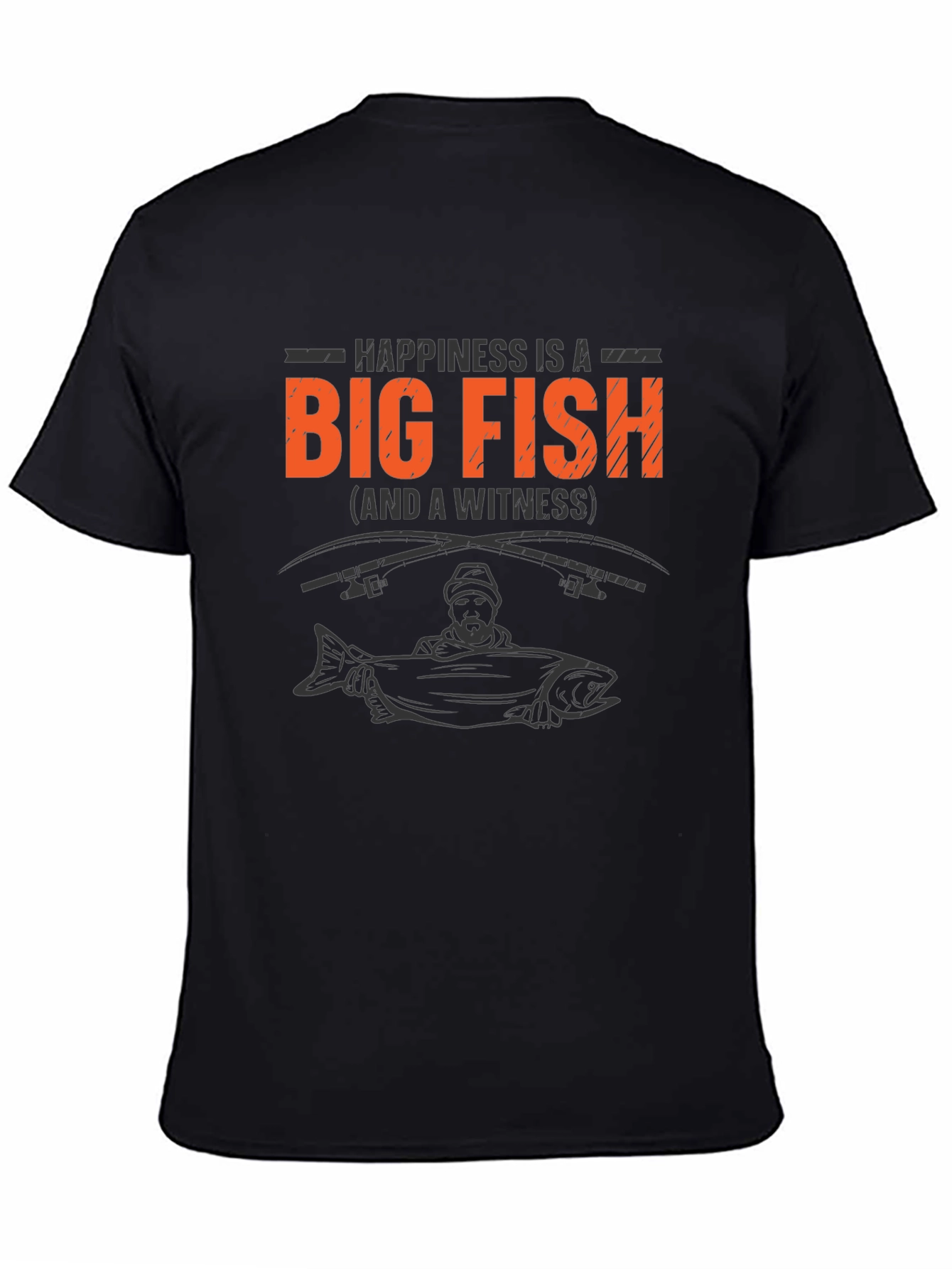 Happiness is a Big Fish Black T-Shirt