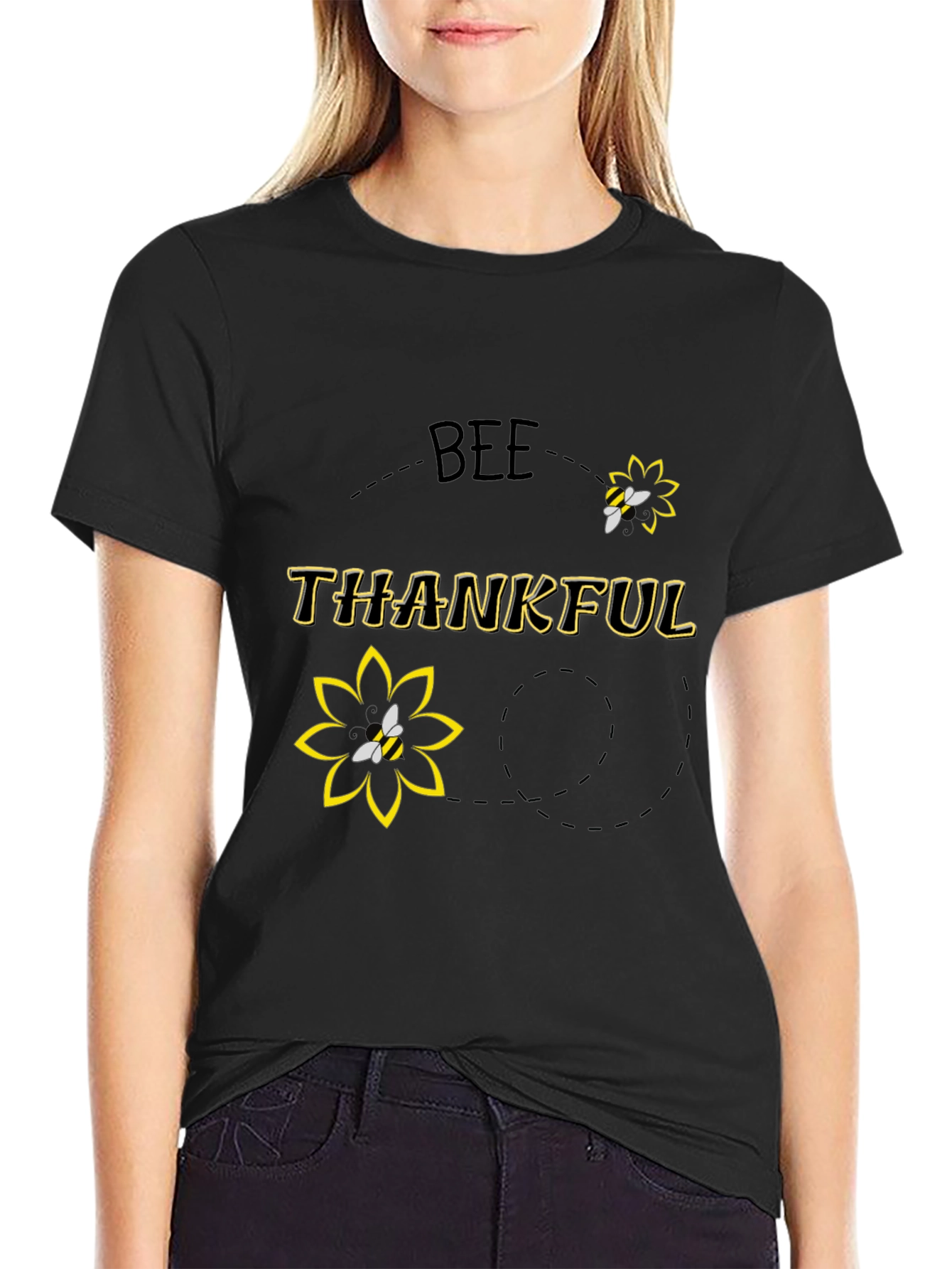 Bee Thankful Black T-Shirt