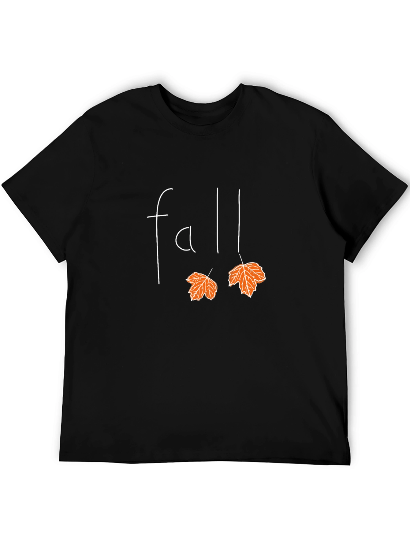Fall Leaves Graphic Tee - Black Cotton T-Shirt