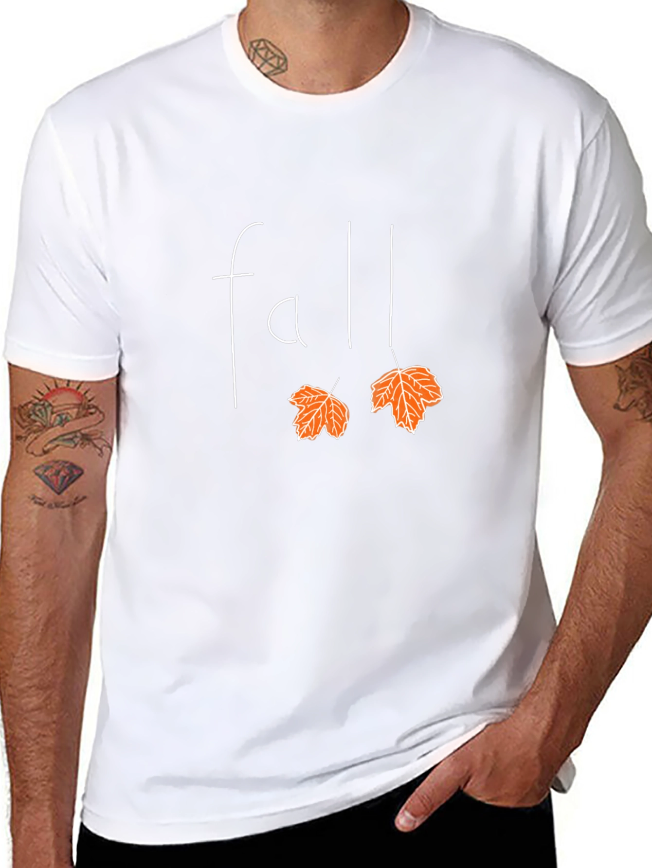 Fall Leaves Graphic Tee - Black Cotton T-Shirt