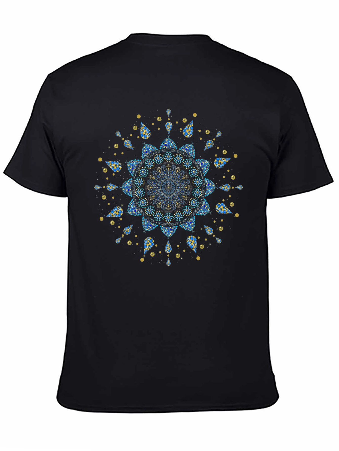 Geometric Mandala Art Print Black T-Shirt