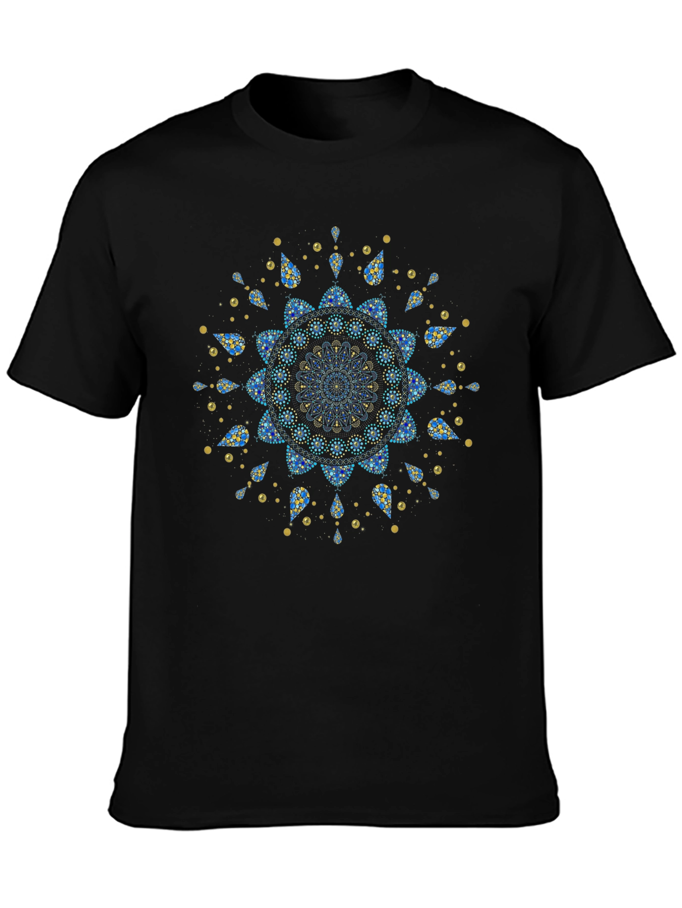 Geometric Mandala Art Print Black T-Shirt