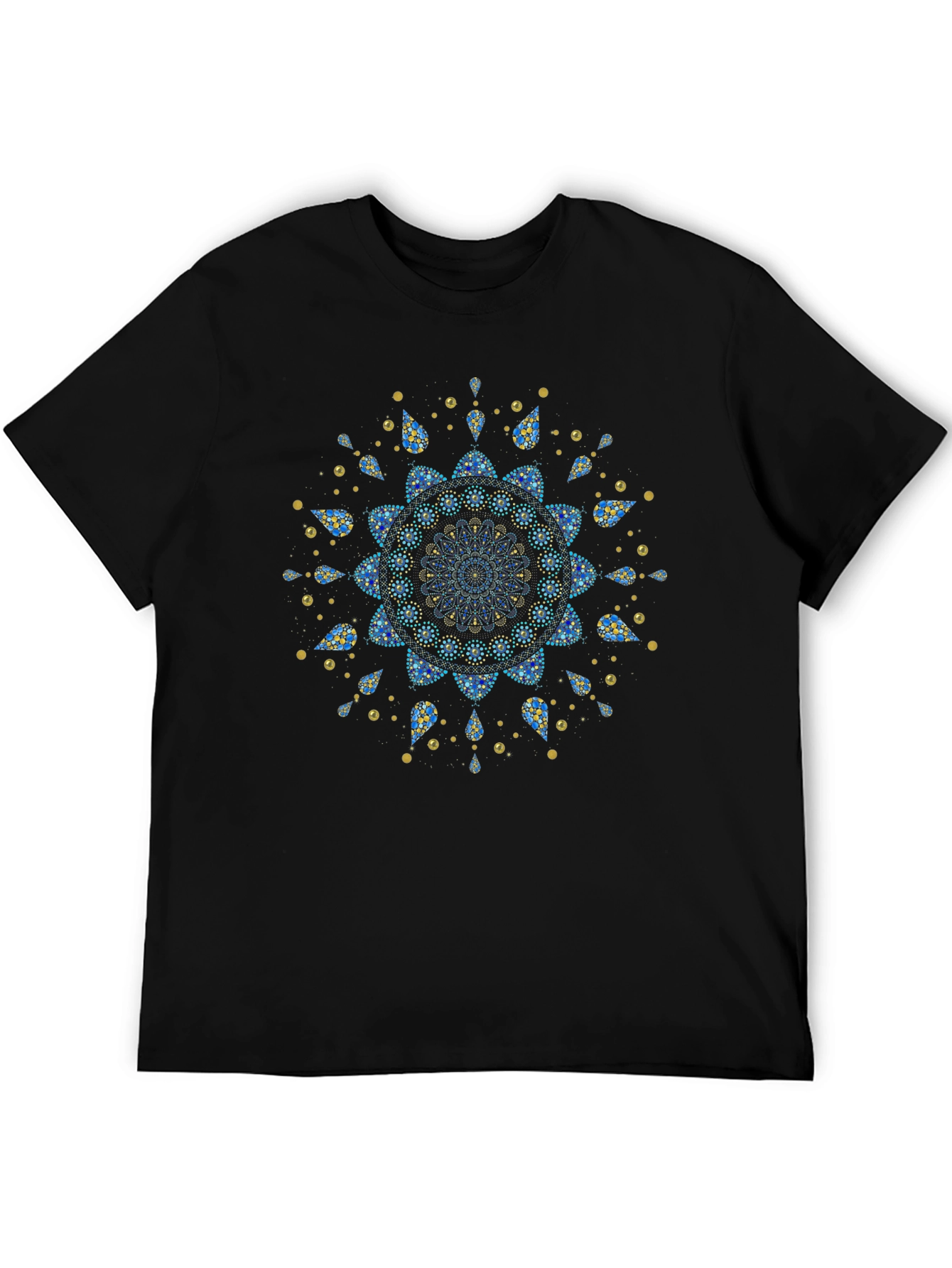 Geometric Mandala Art Print Black T-Shirt