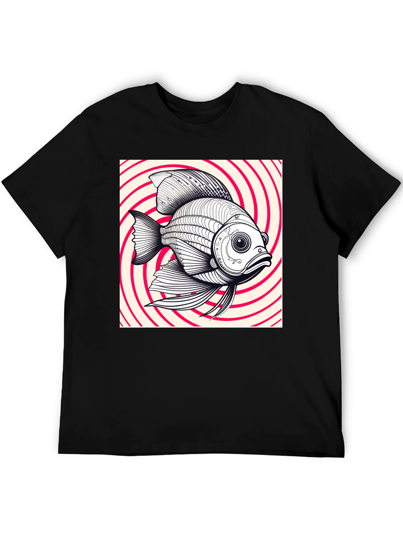 Hypnotic Fish Graphic Tee - Black Cotton Blend