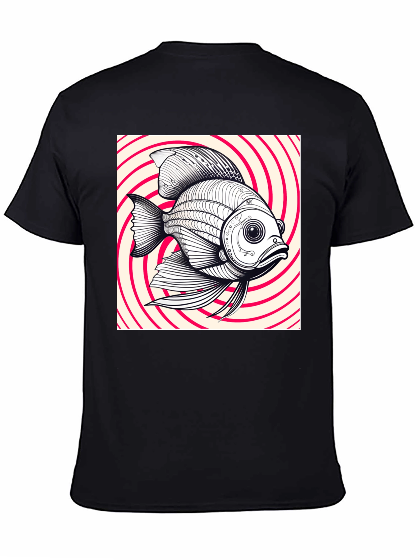 Hypnotic Fish Graphic Tee - Black Cotton Blend