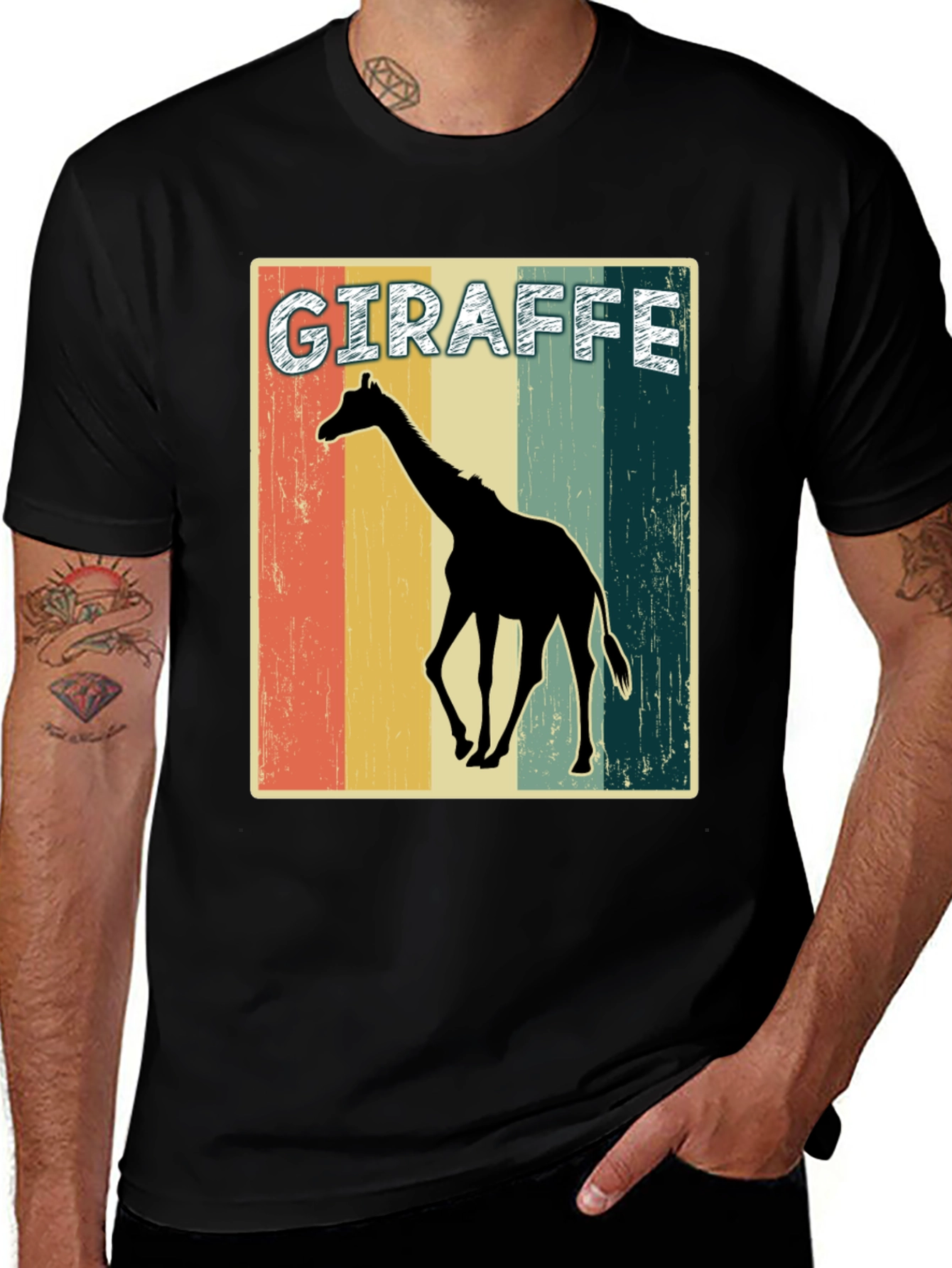 Retro Giraffe Graphic Print T-Shirt