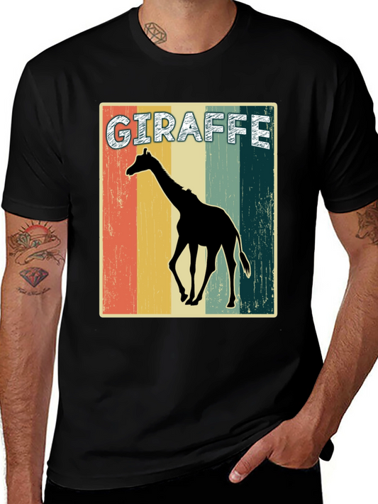 Retro Giraffe Graphic Print T-Shirt