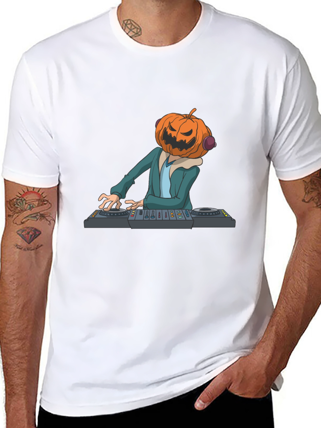 Pumpkin DJ Graphic Tee - Halloween Party Shirt