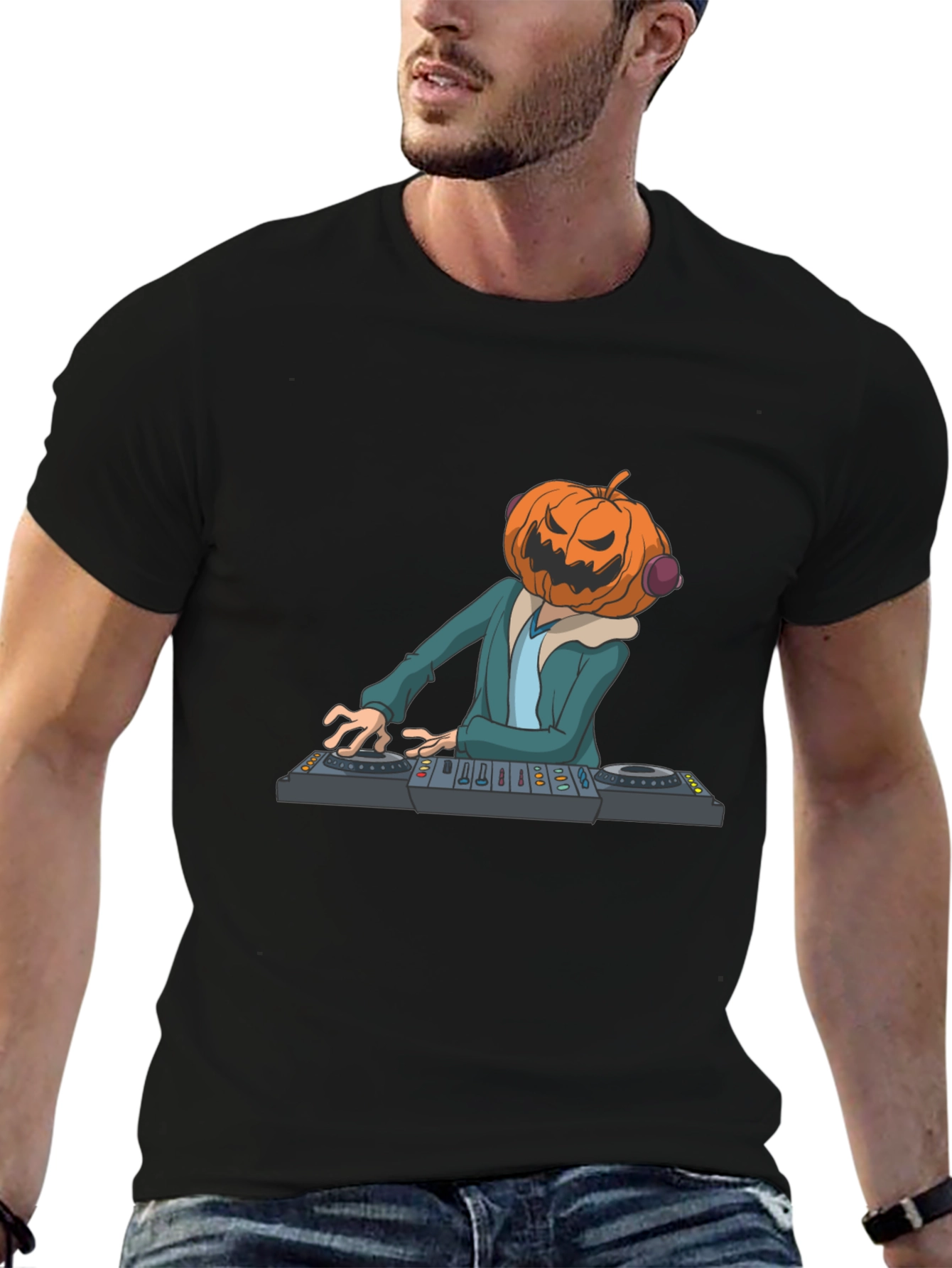 Pumpkin DJ Graphic Tee - Halloween Party Shirt