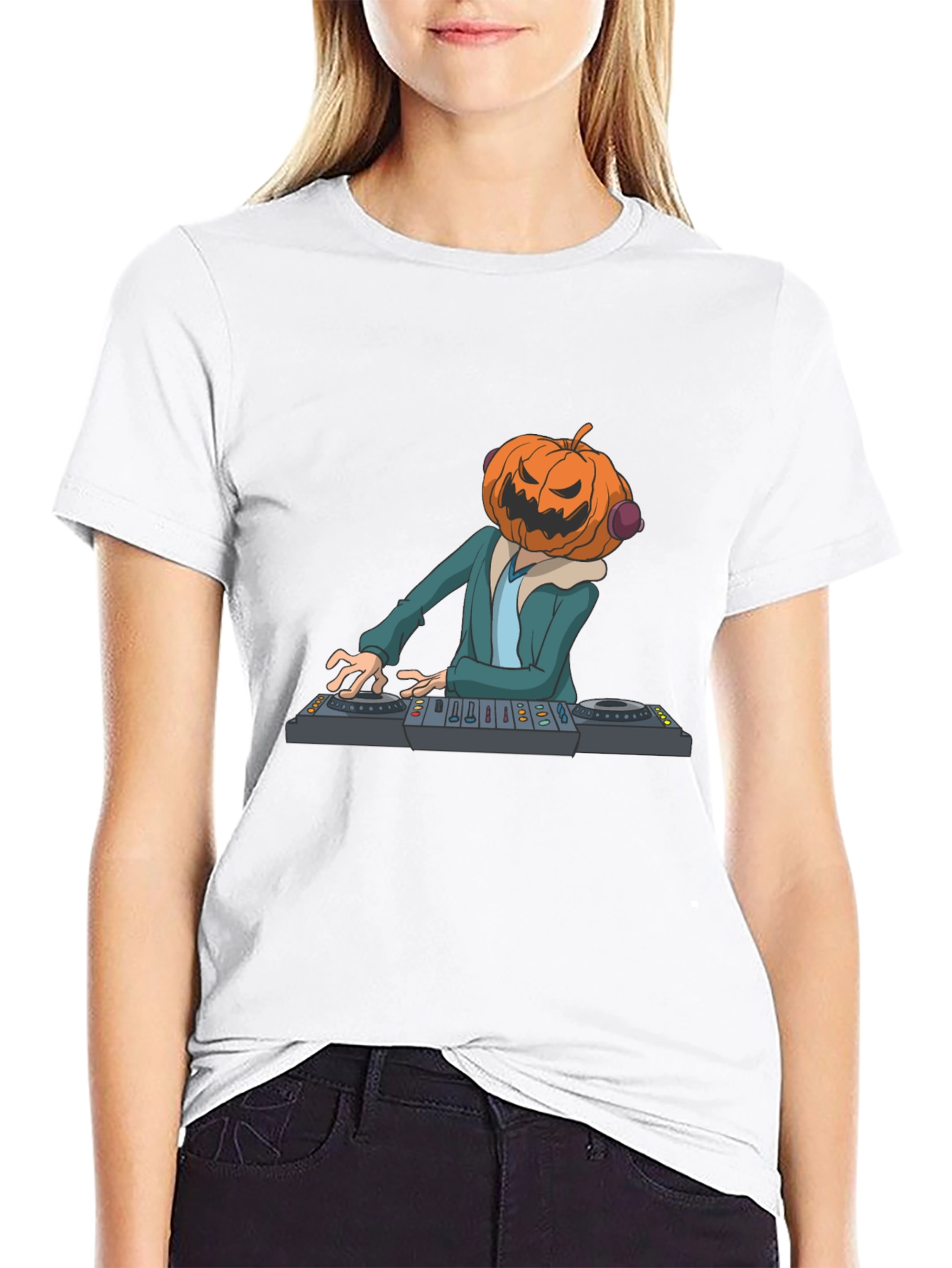 Pumpkin DJ Graphic Tee - Halloween Party Shirt