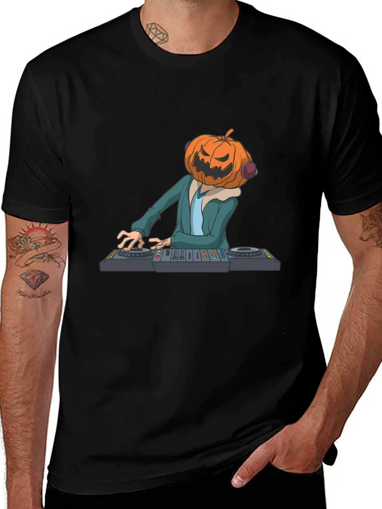 Pumpkin DJ Graphic Tee - Halloween Party Shirt