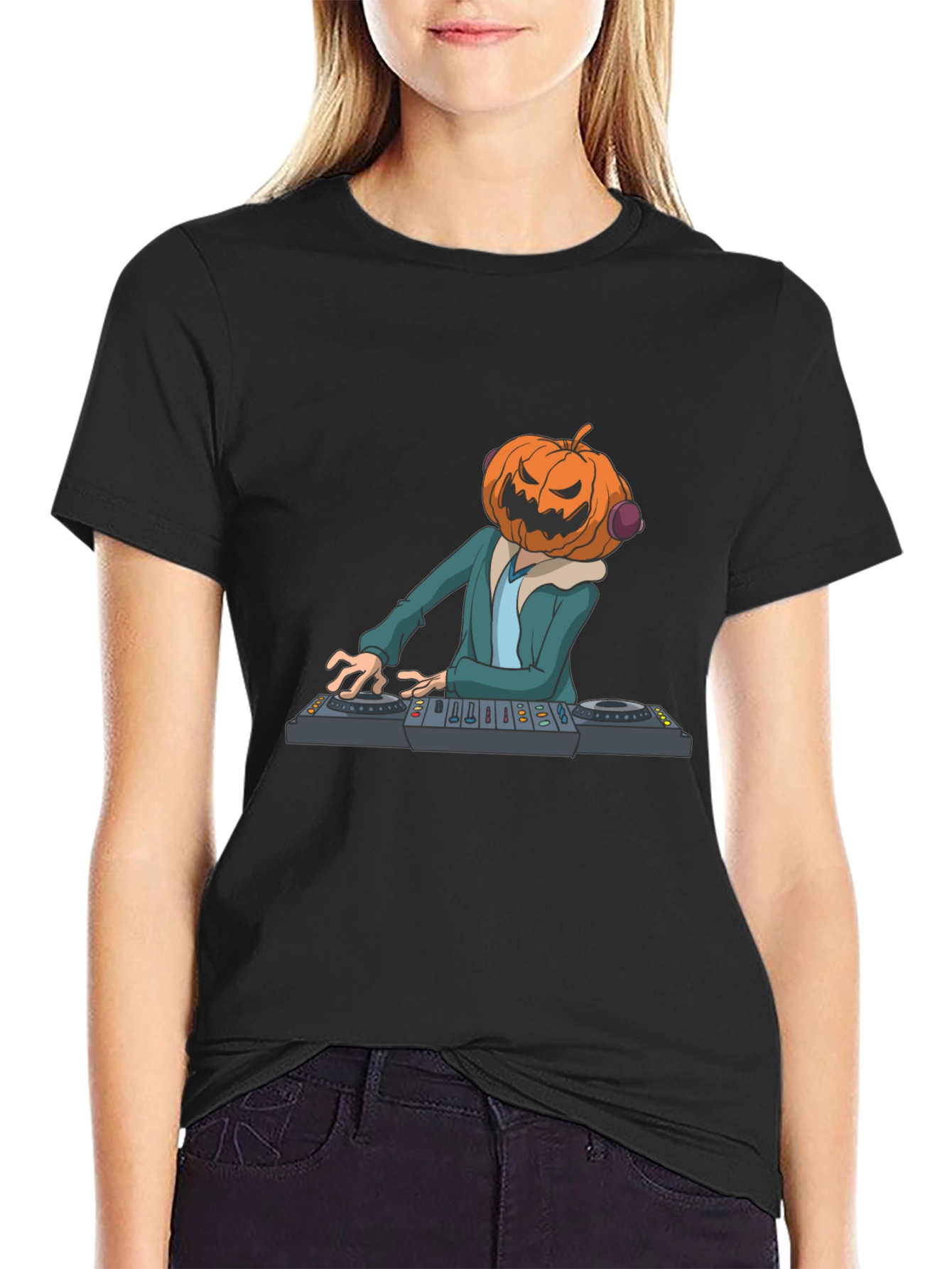 Pumpkin DJ Graphic Tee - Halloween Party Shirt