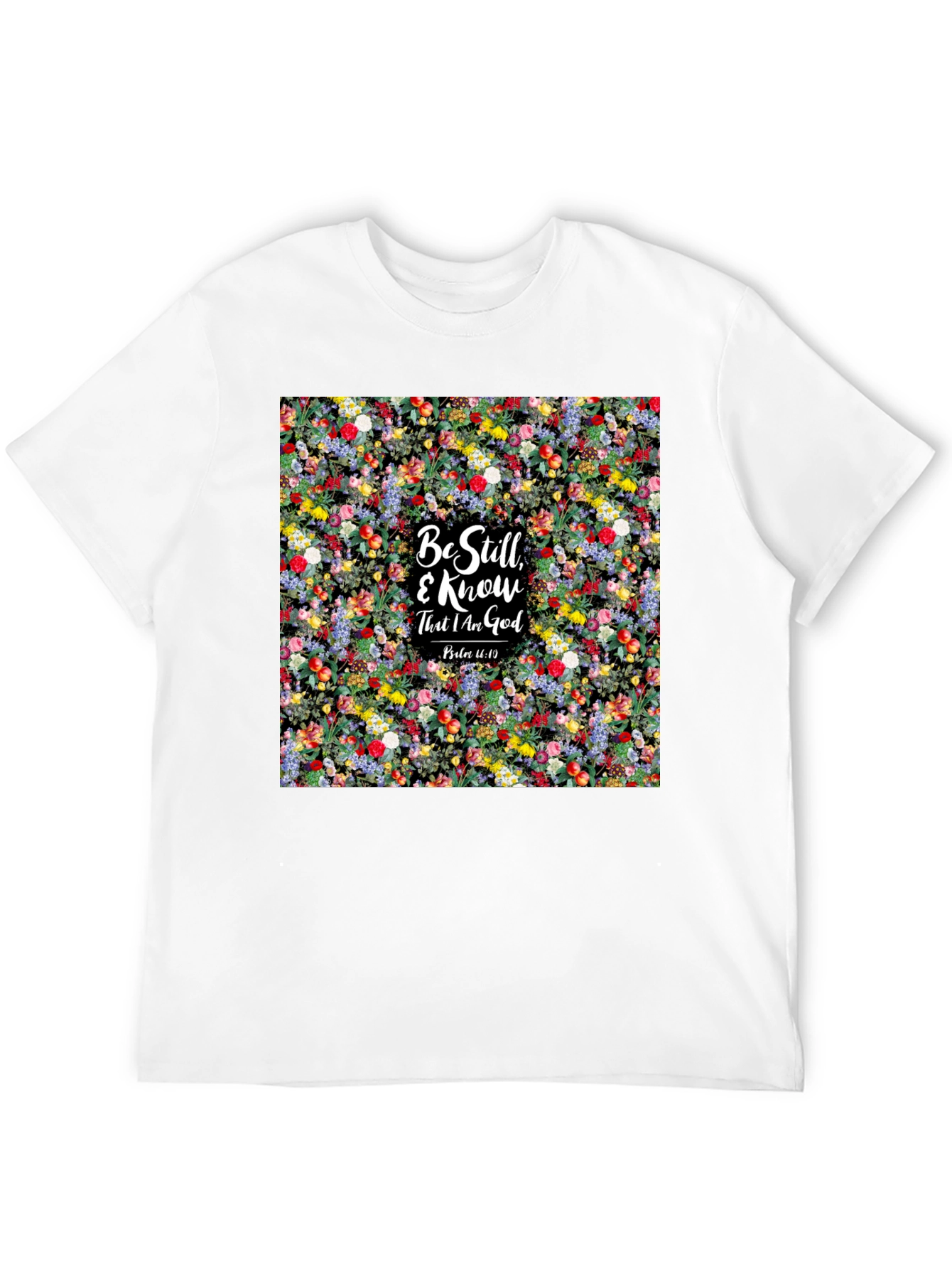 Floral Be Still & Know God Black T-Shirt