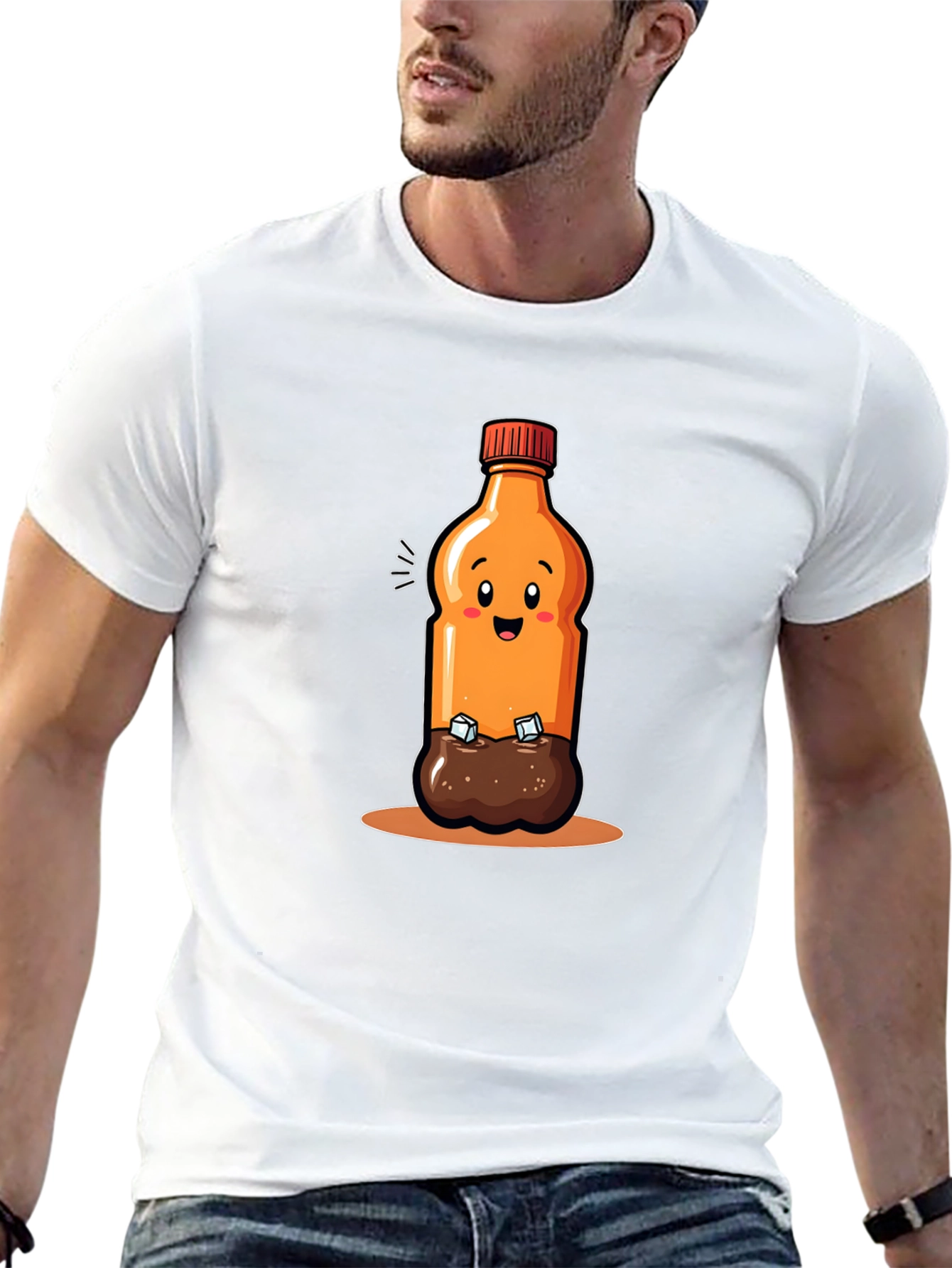 Cartoon Soda Bottle Black T-shirt