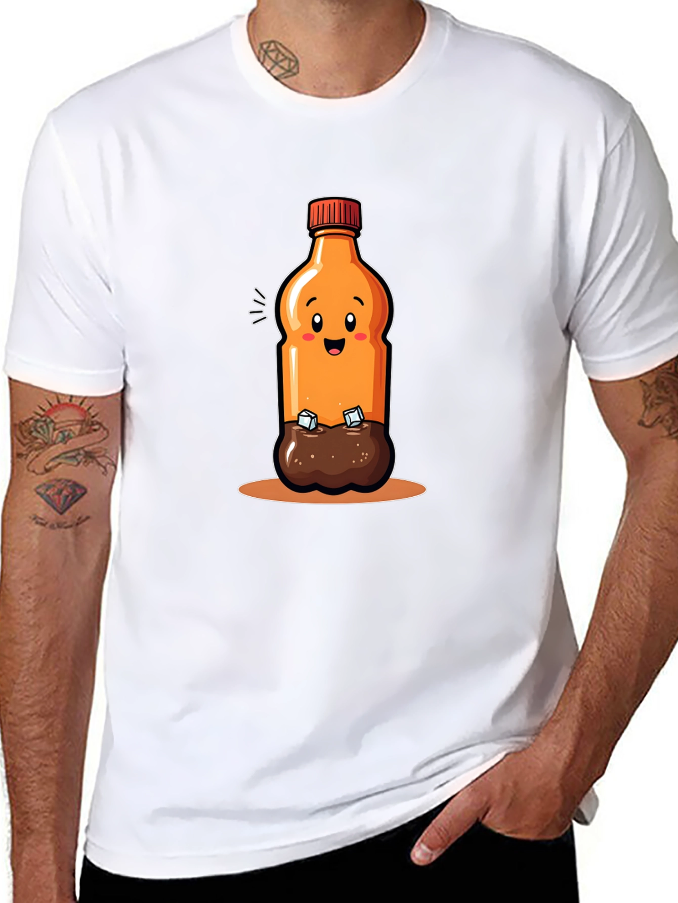 Cartoon Soda Bottle Black T-shirt