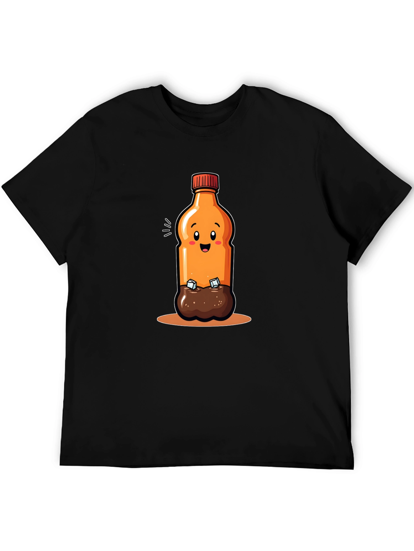 Cartoon Soda Bottle Black T-shirt