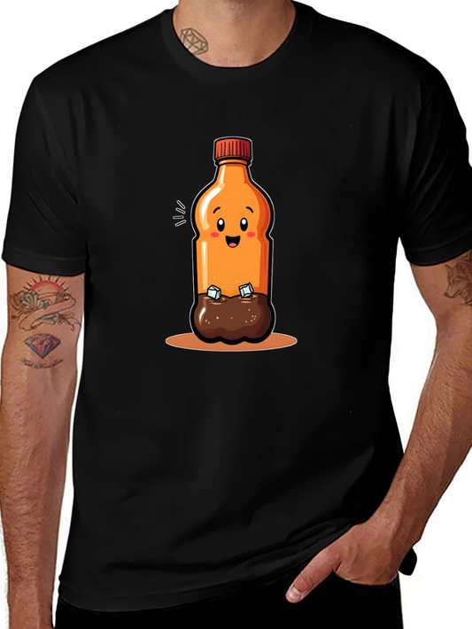 Cartoon Soda Bottle Black T-shirt