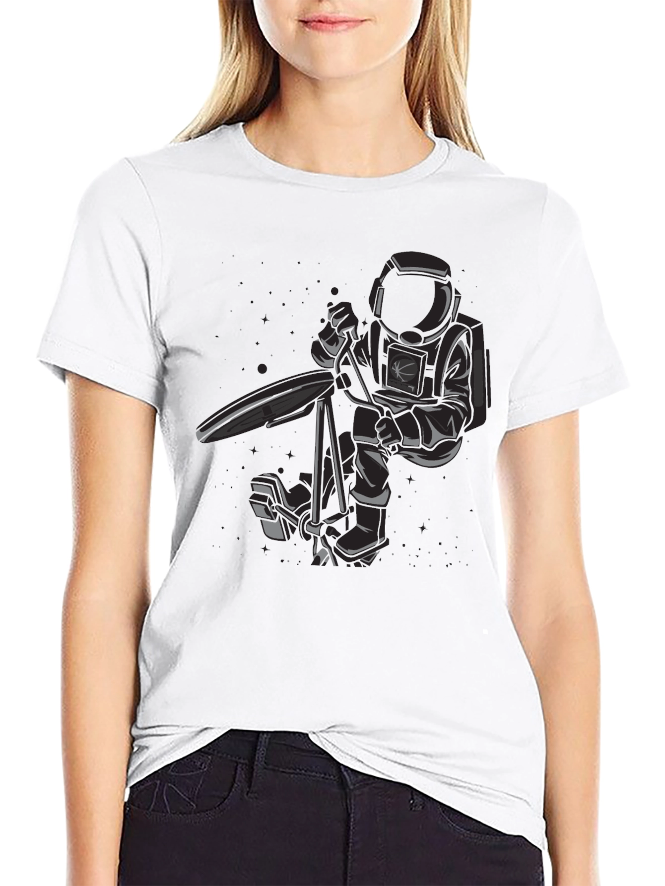 Astronaut on Surfboard Graphic T-Shirt - Black