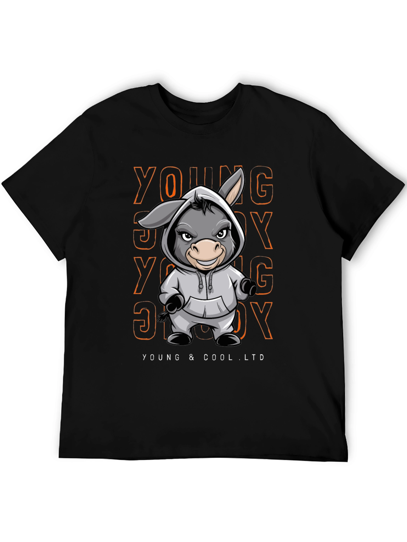 Young & Cool Donkey Cartoon Graphic Tee