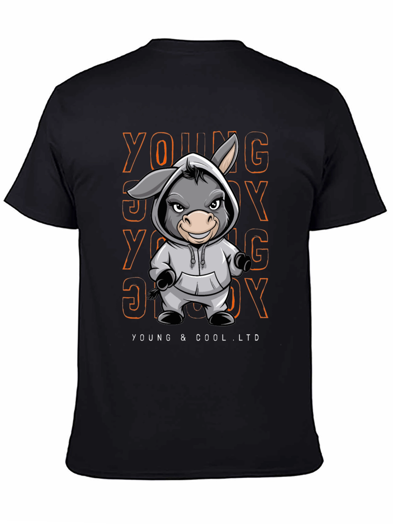 Young & Cool Donkey Cartoon Graphic Tee