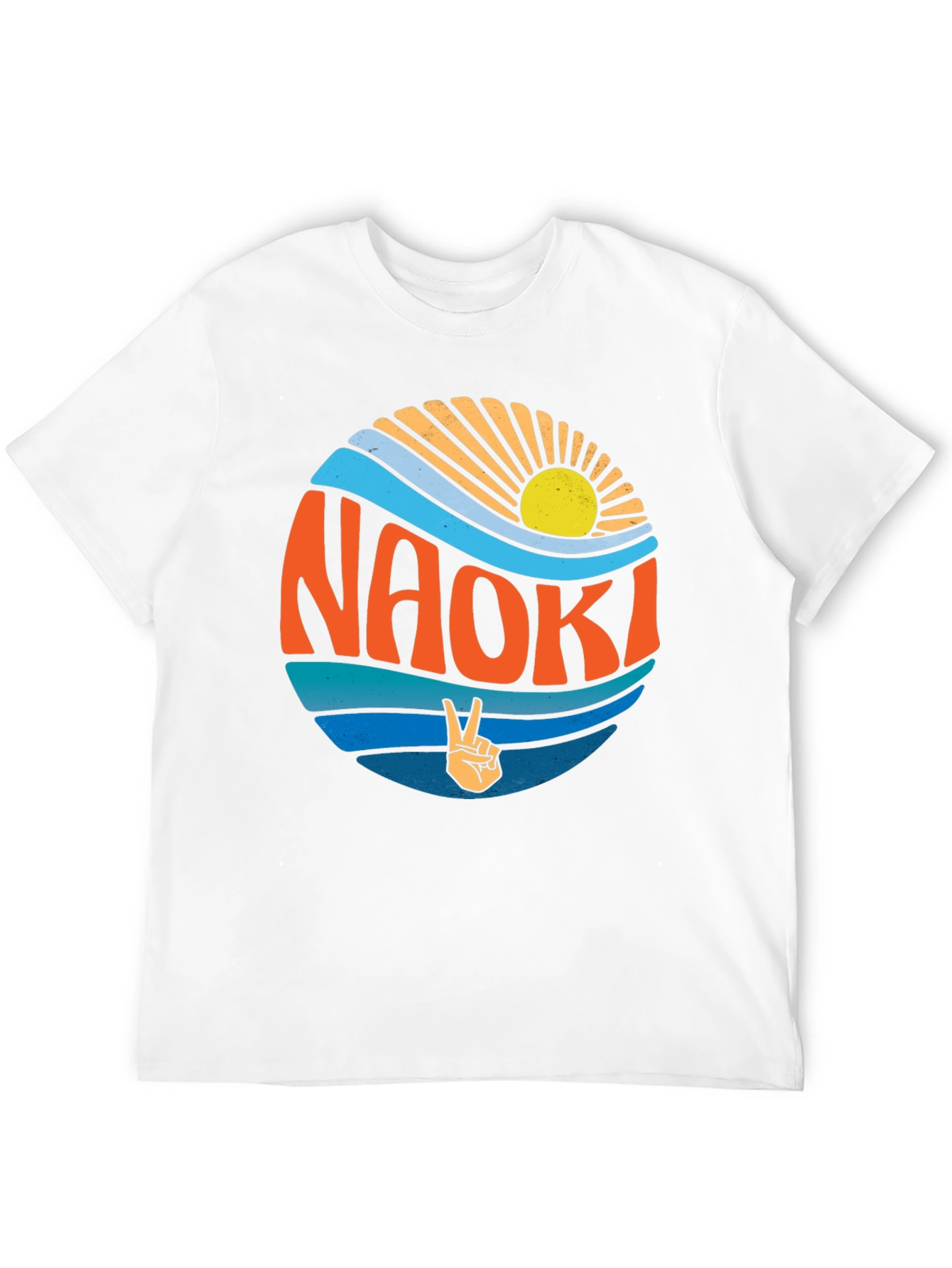 Naoki Peace Sign Graphic Tee - Retro Summer Vibes
