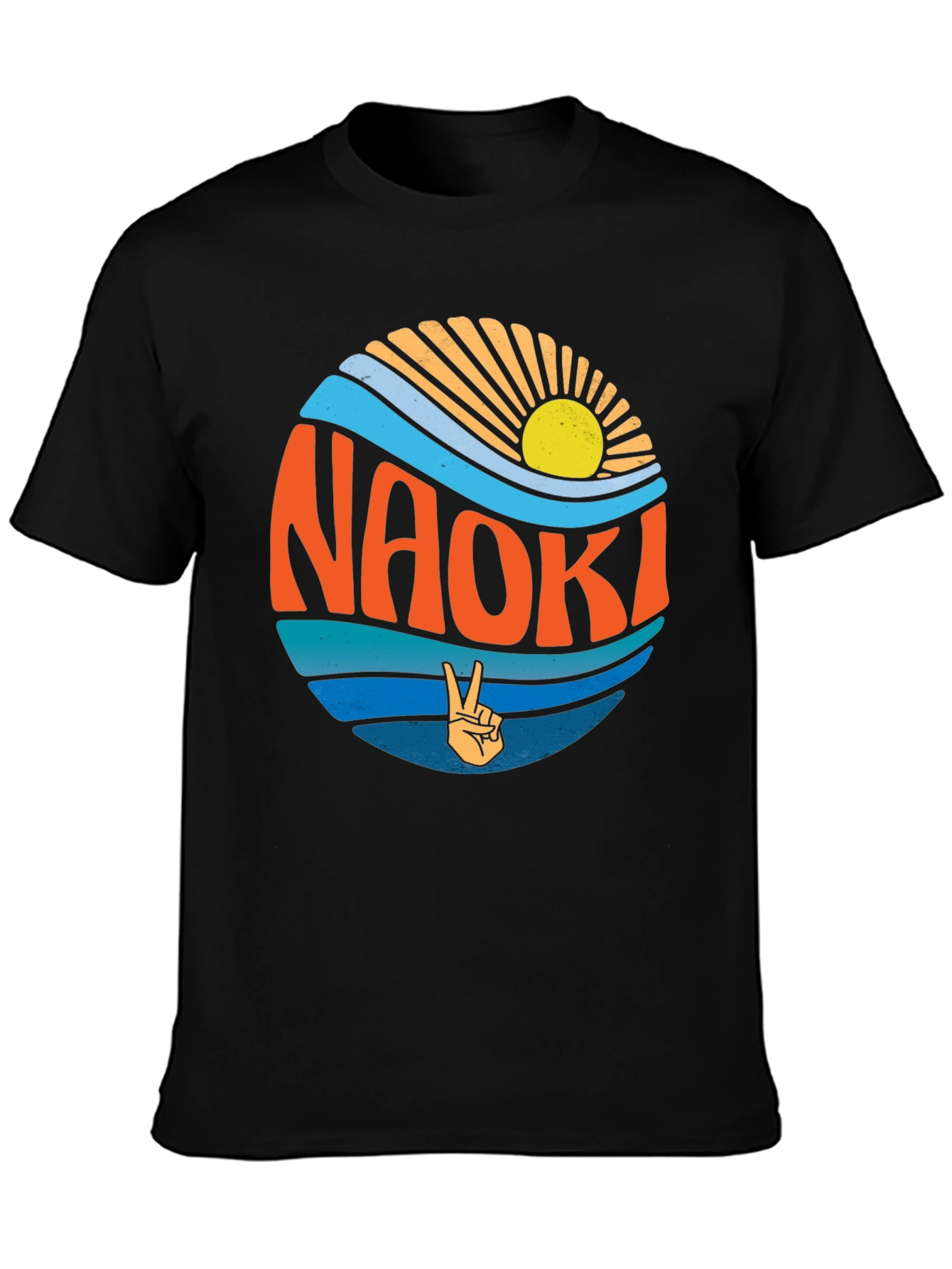 Naoki Peace Sign Graphic Tee - Retro Summer Vibes