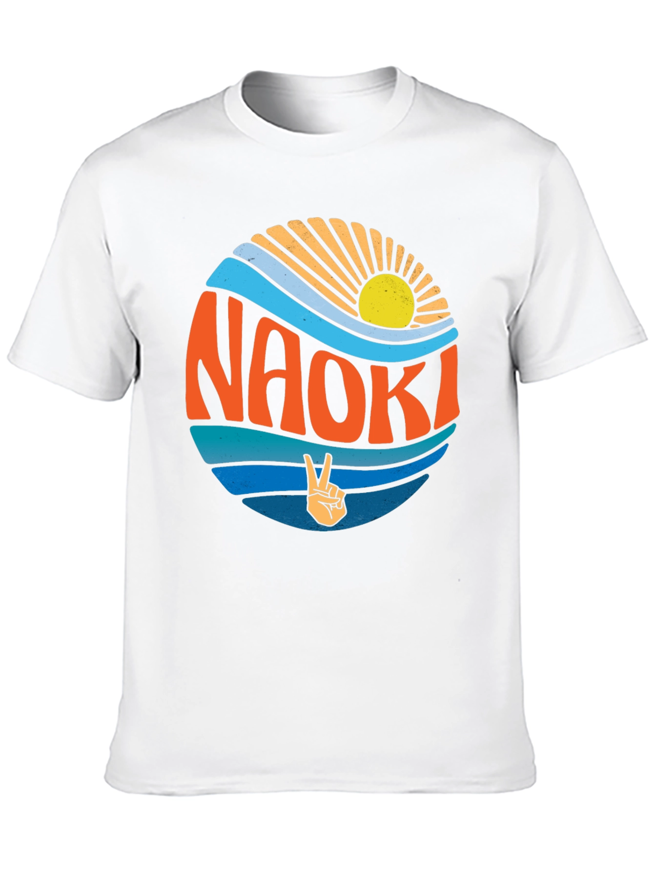Naoki Peace Sign Graphic Tee - Retro Summer Vibes