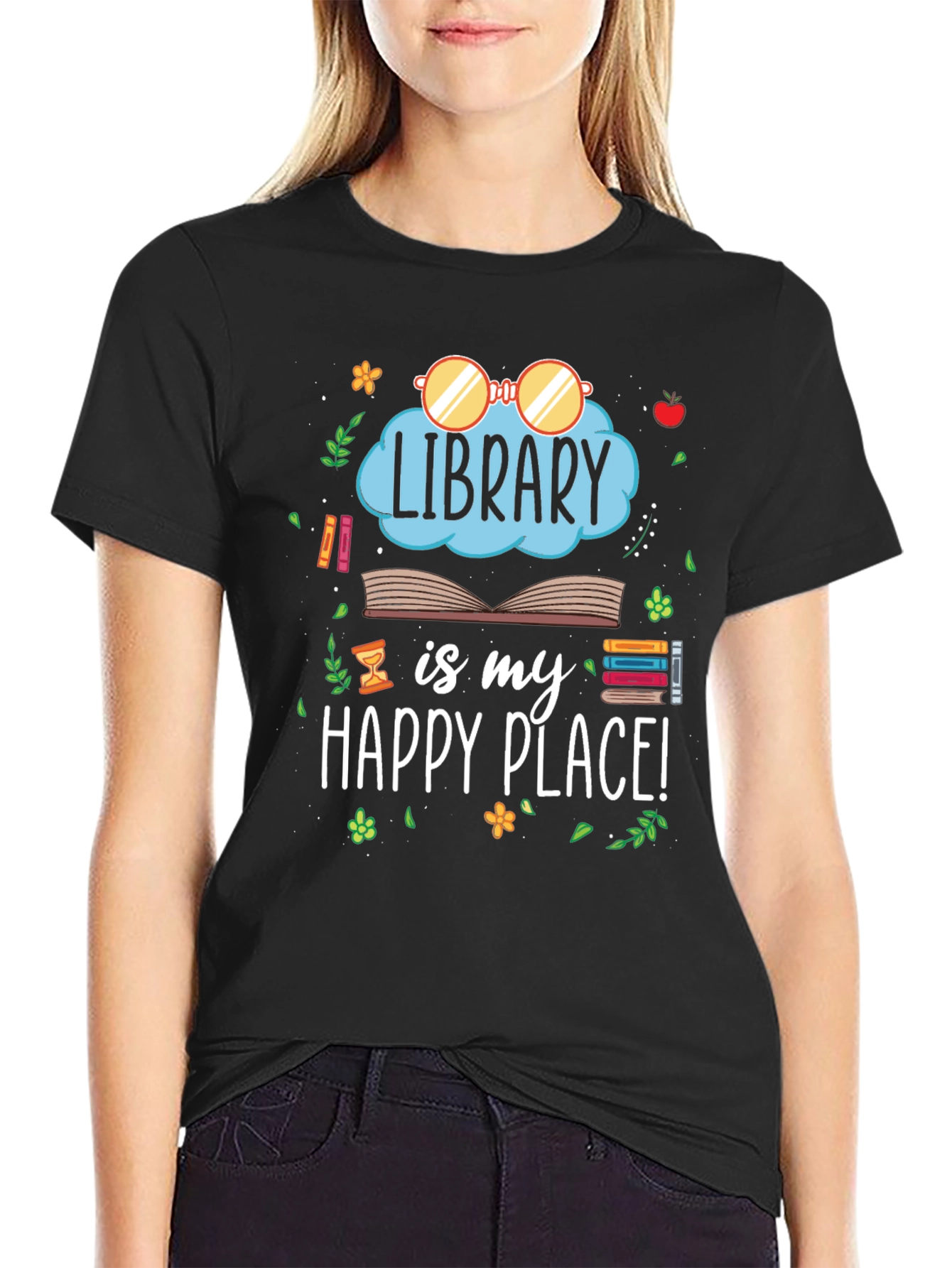 Library is My Happy Place T-Shirt