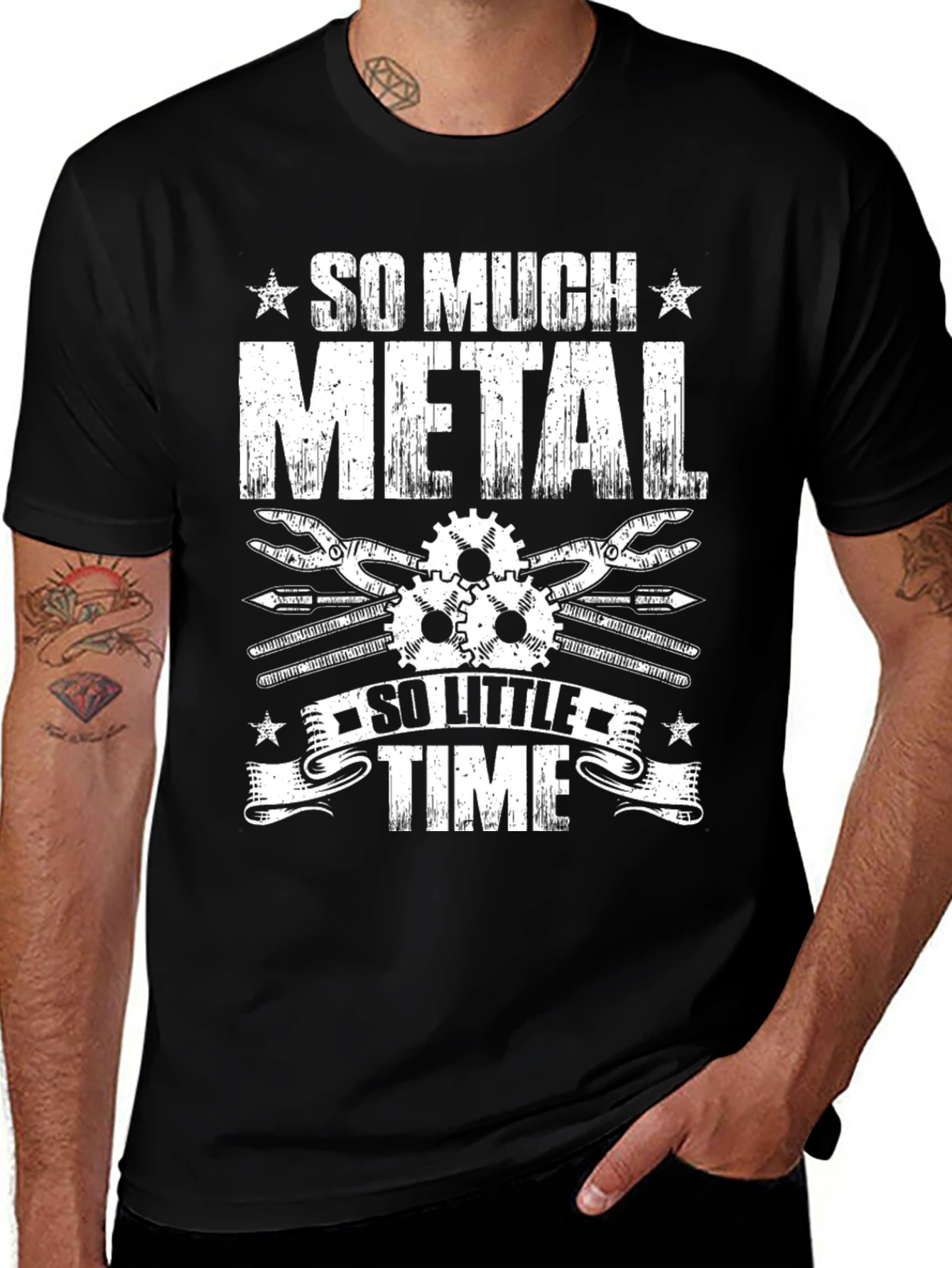 So Much Metal So Little Time Black Graphic T-Shirt