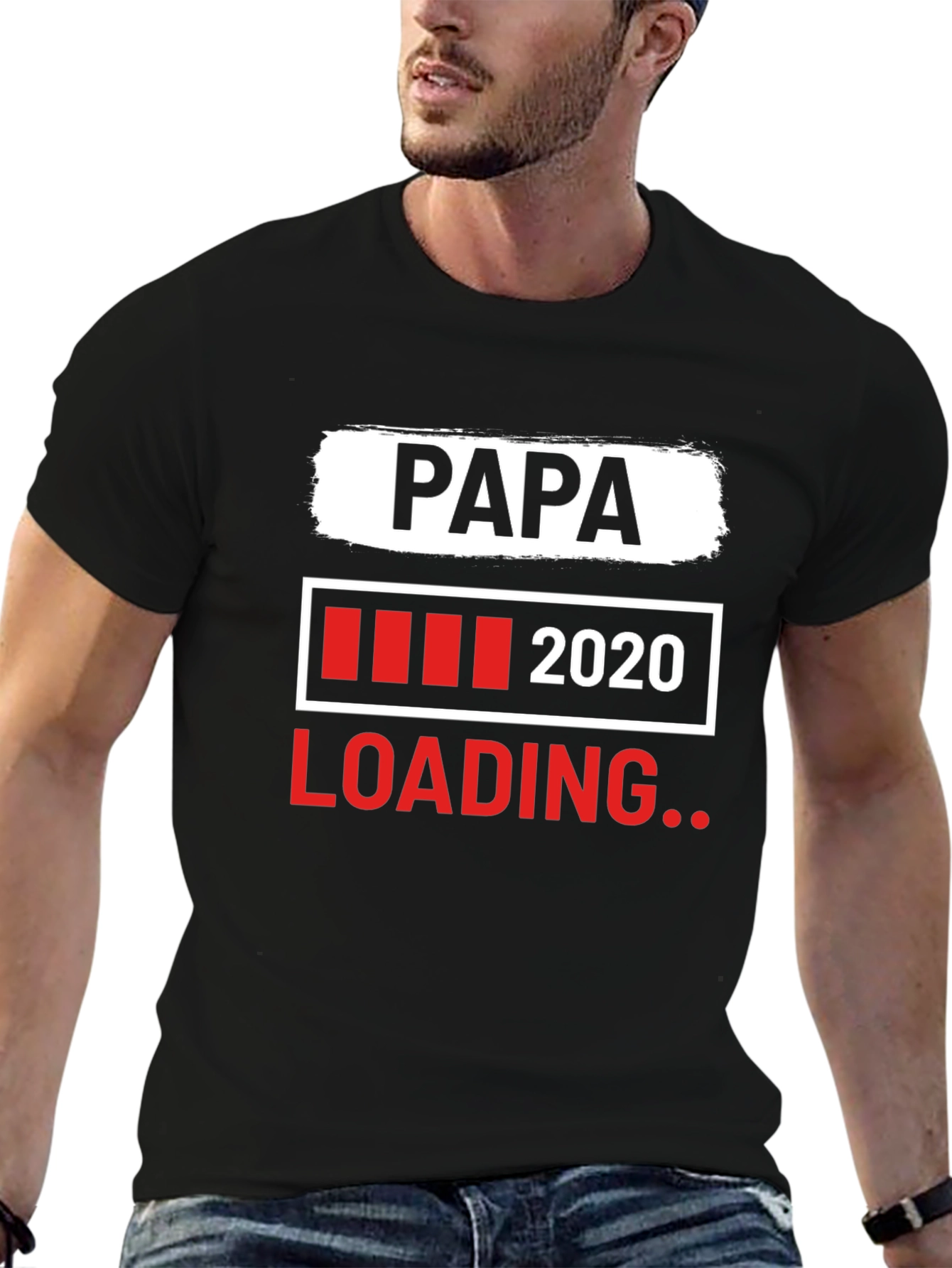 Papa Loading 2020 Black Graphic T-Shirt