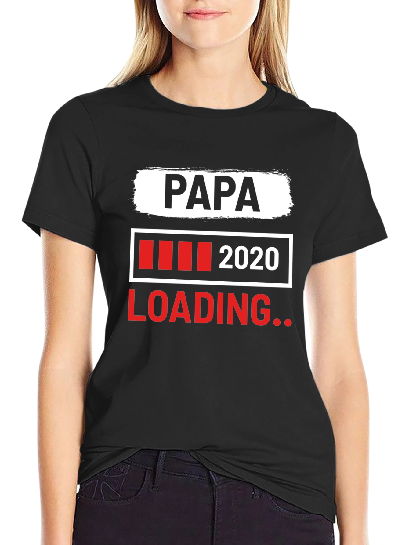 Papa Loading 2020 Black Graphic T-Shirt