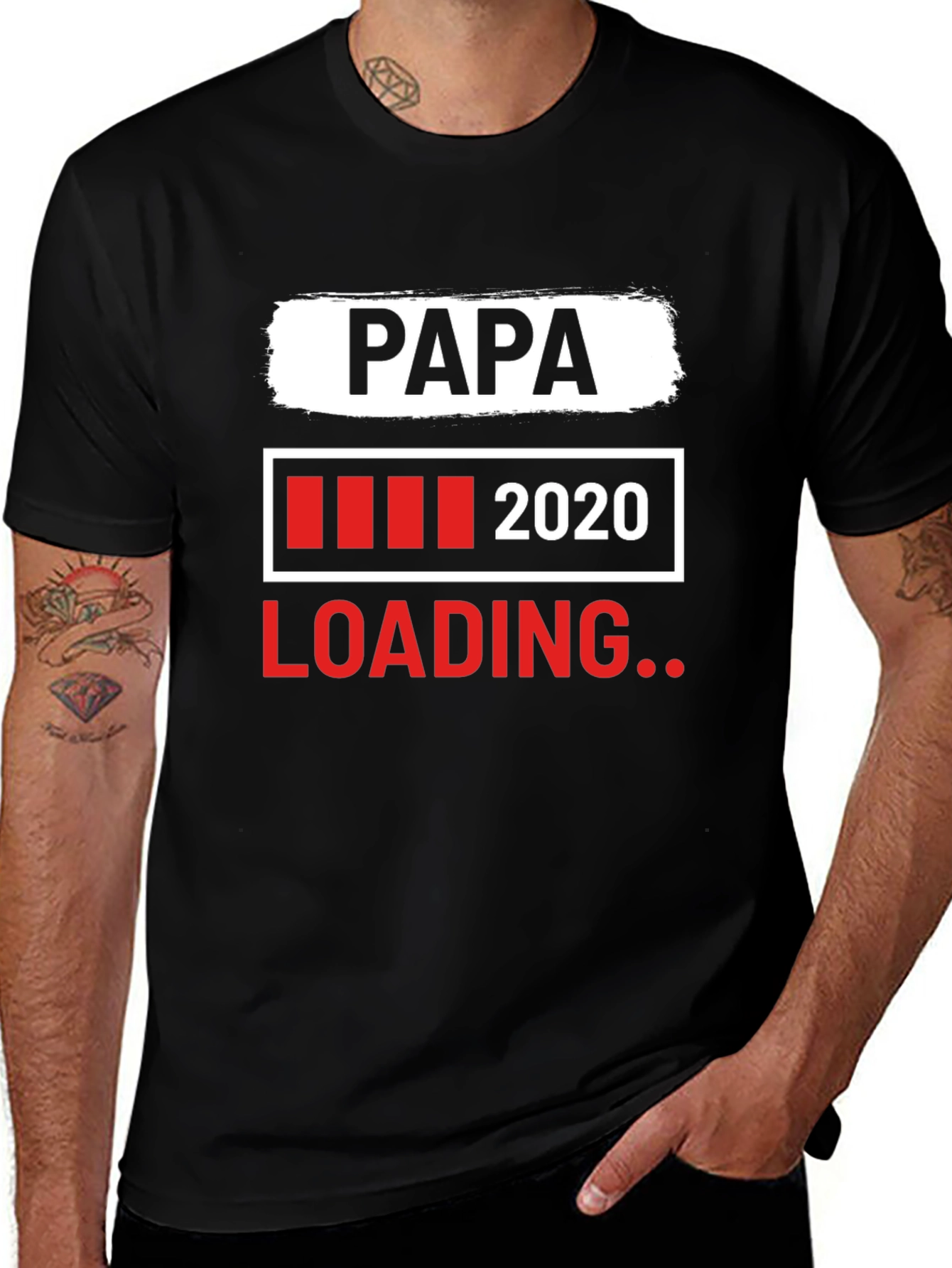 Papa Loading 2020 Black Graphic T-Shirt