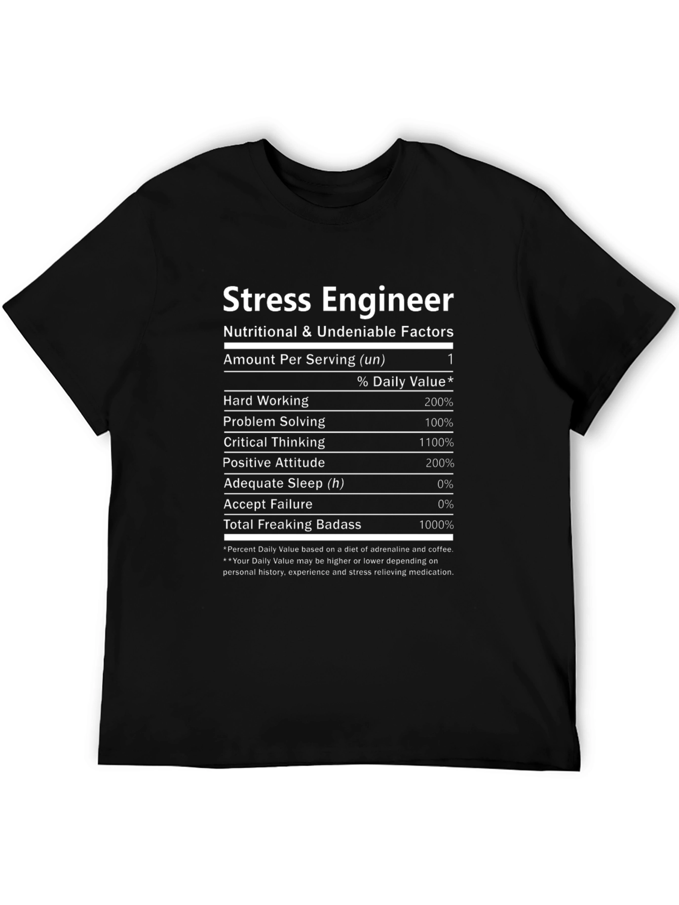 Stress Engineer Nutritional Facts T-Shirt