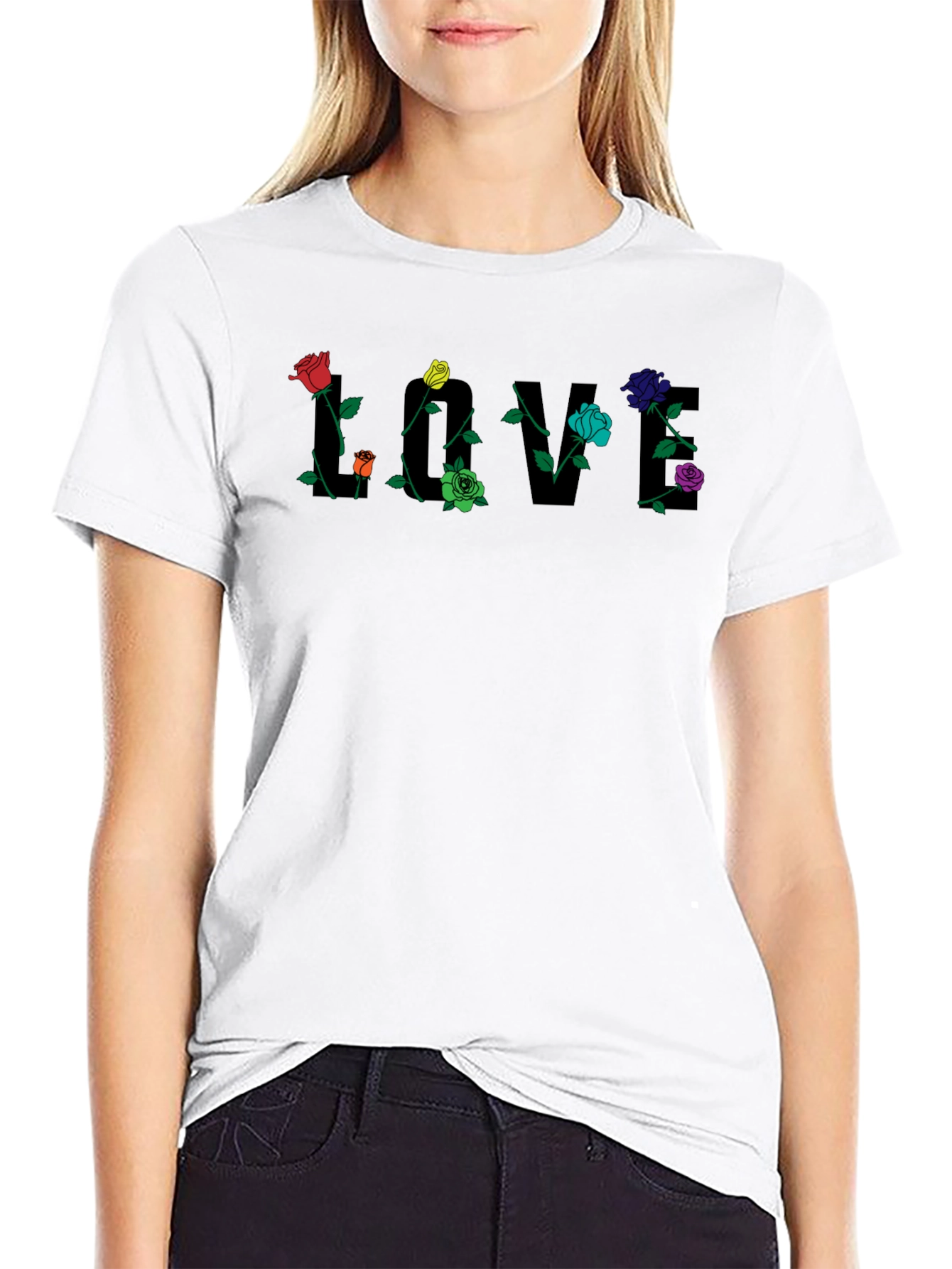 Floral Love T-Shirt - Unique Rose Design