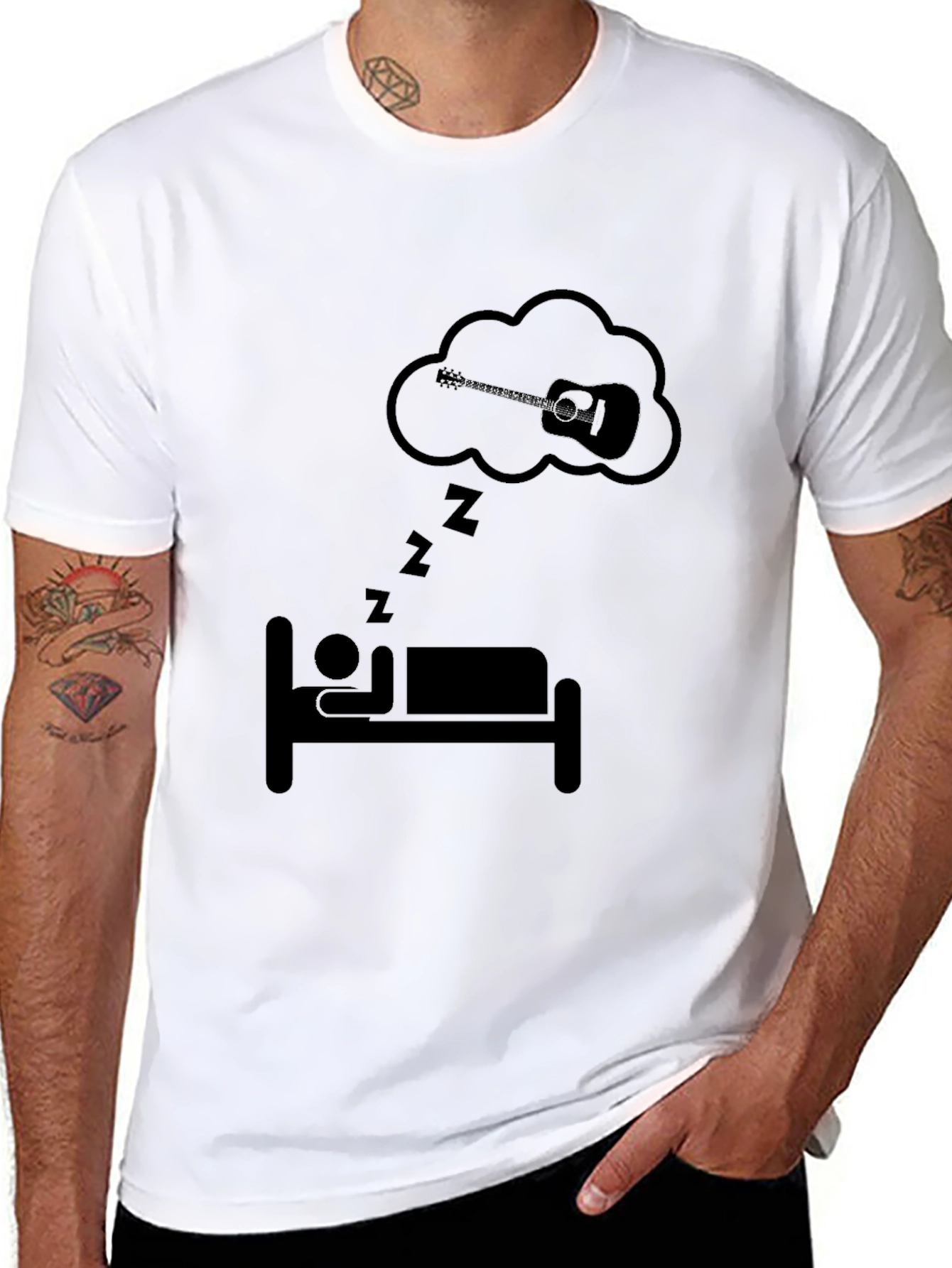 Dreaming Guitar T-Shirt - Black Cotton