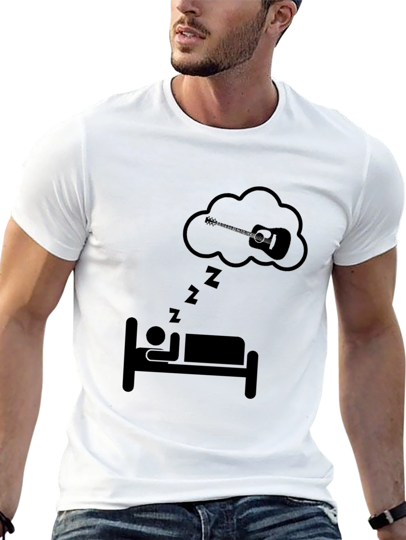 Dreaming Guitar T-Shirt - Black Cotton