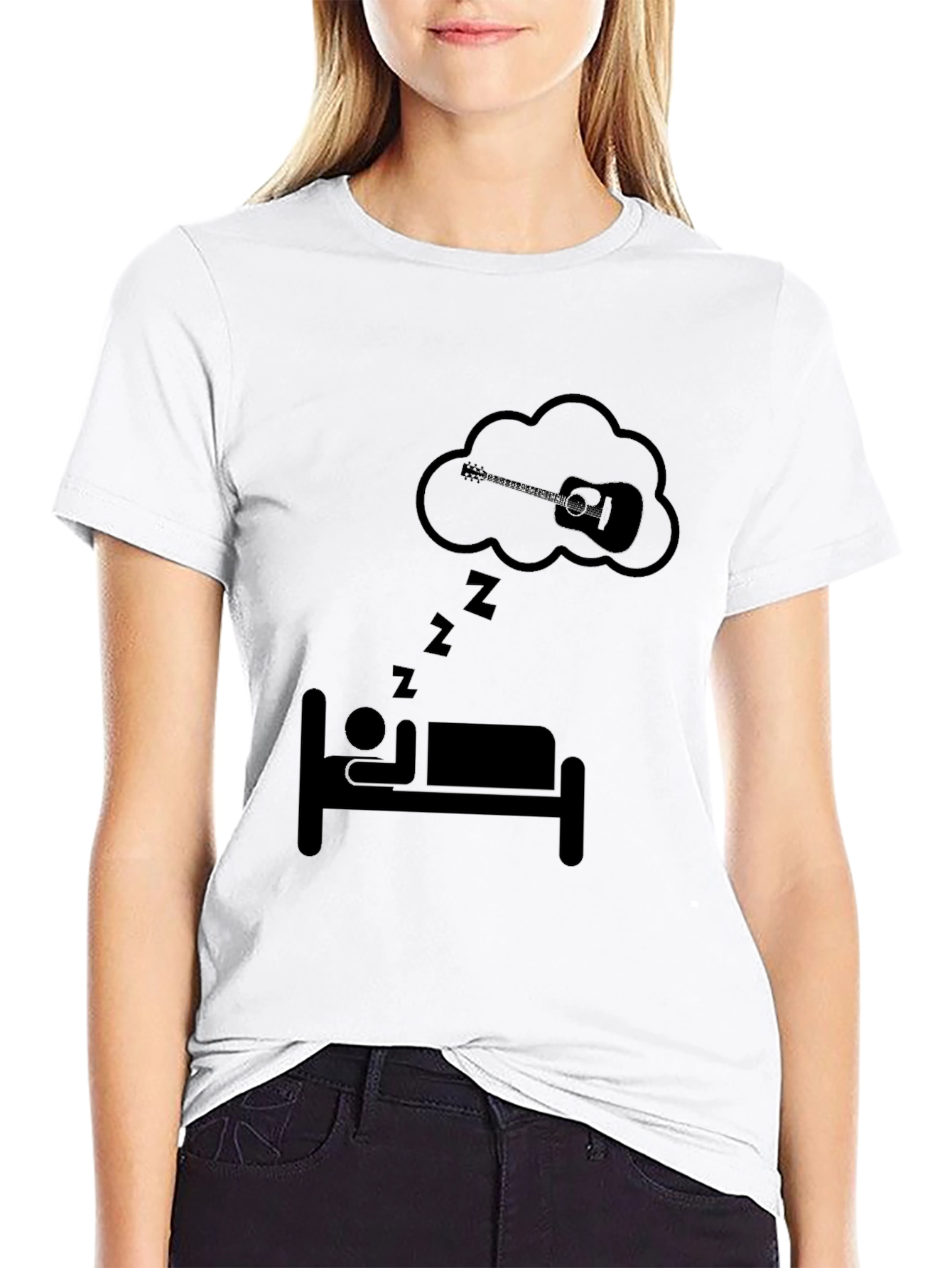 Dreaming Guitar T-Shirt - Black Cotton