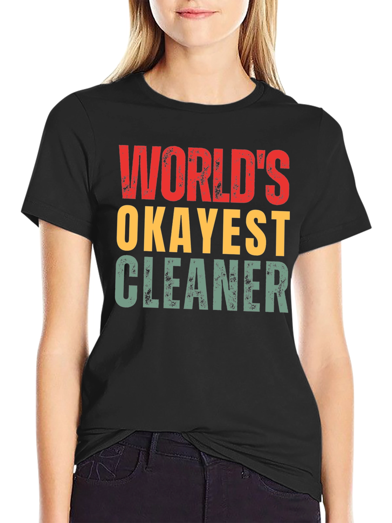 Worlds Okayest Cleaner T-Shirt Funny Gift
